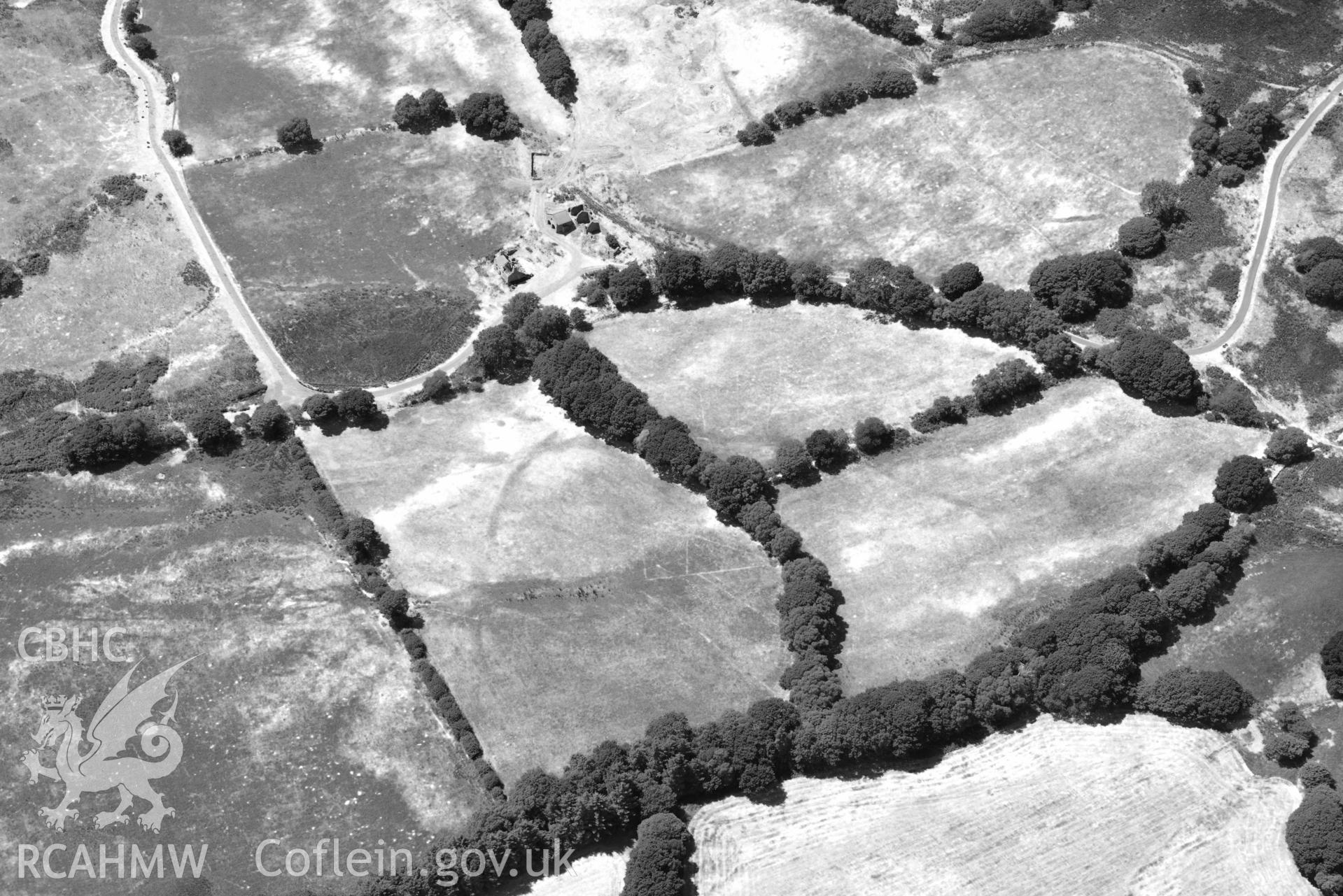 RCAHMW black and white oblique aerial photograph of  Florida Mine taken on 9 July 2018 by Toby Driver