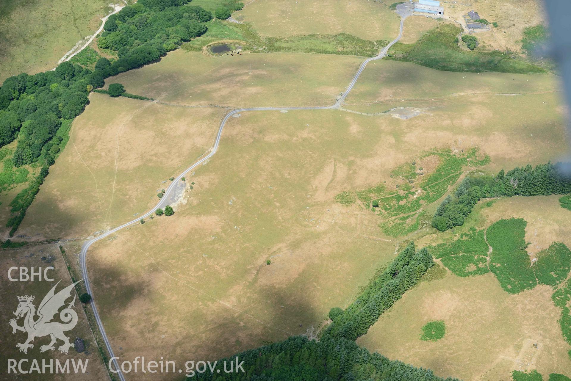 RCAHMW colour oblique aerial photograph of Penlandoppa and Roman Road west of Carmarthen at Moor taken on 9 July 2018 by Toby Driver