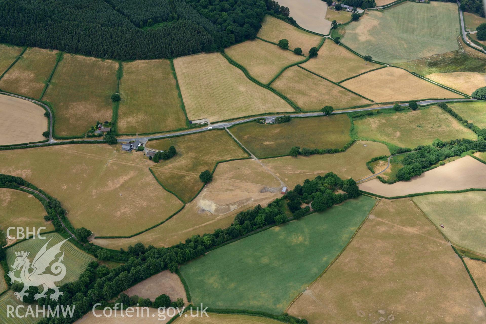 RCAHMW colour oblique aerial photograph of Elan aquaduct parchmarks at Clas taken on 9 July 2018 by Toby Driver