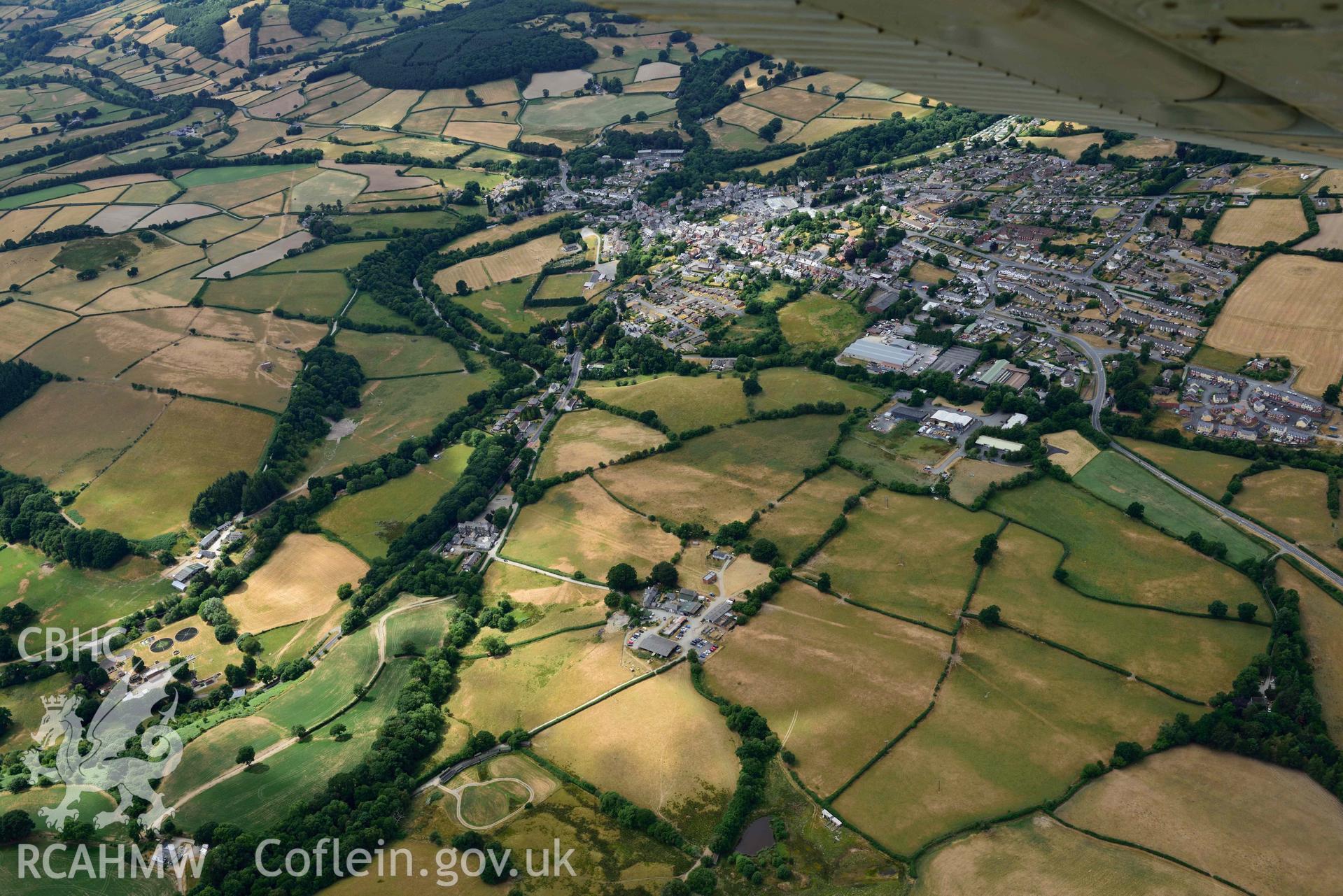 RCAHMW colour oblique aerial photograph of Rhayader Town taken on 9 July 2018 by Toby Driver