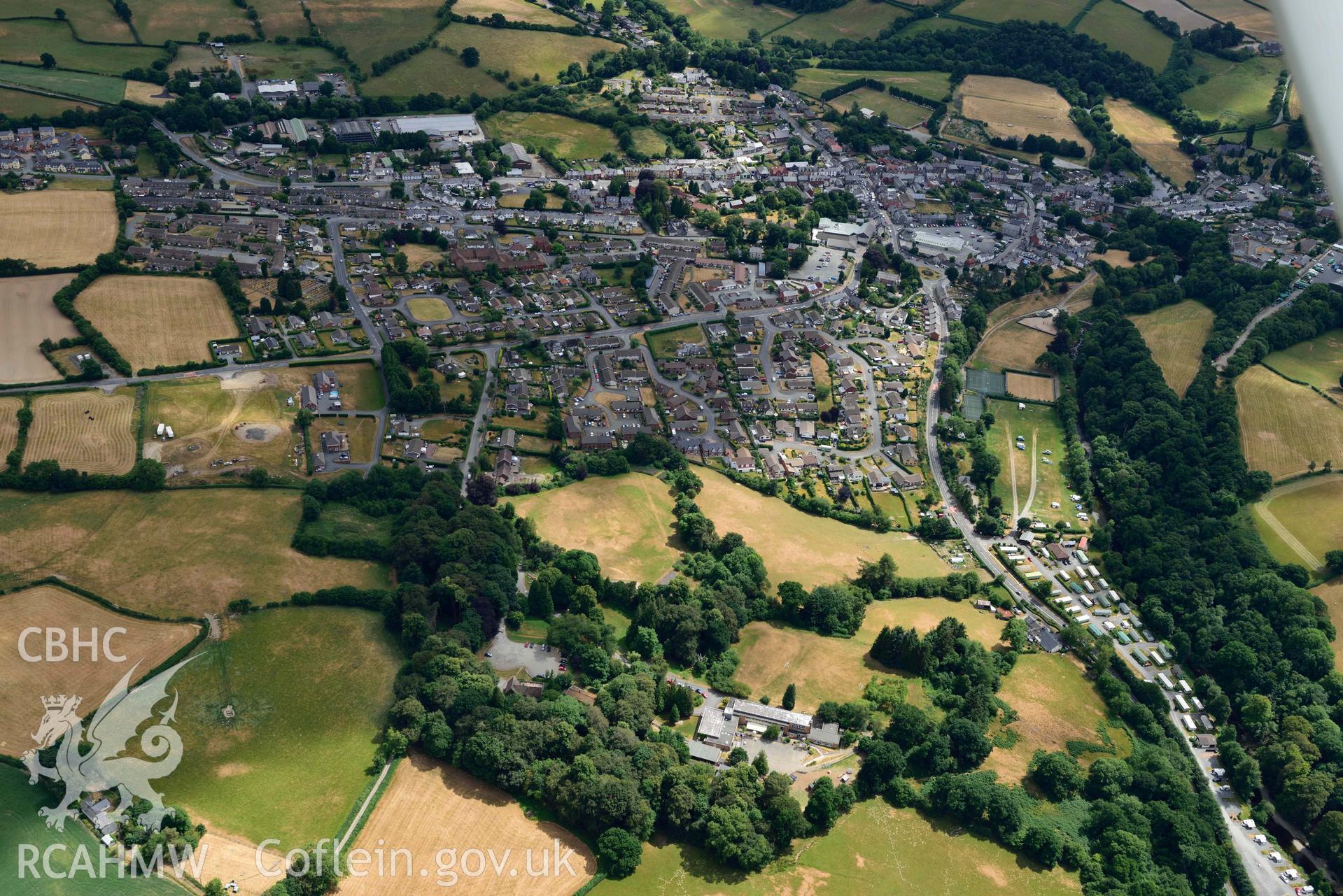 RCAHMW colour oblique aerial photograph of Rhayader Town taken on 9 July 2018 by Toby Driver