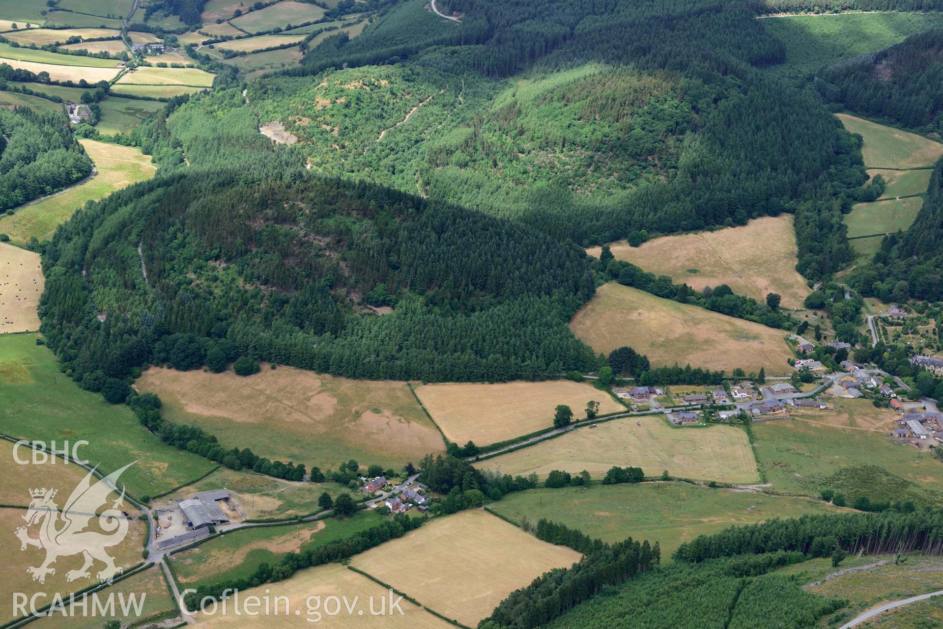 RCAHMW colour oblique aerial photograph of Wenallt Barn enclosures taken on 9 July 2018 by Toby Driver