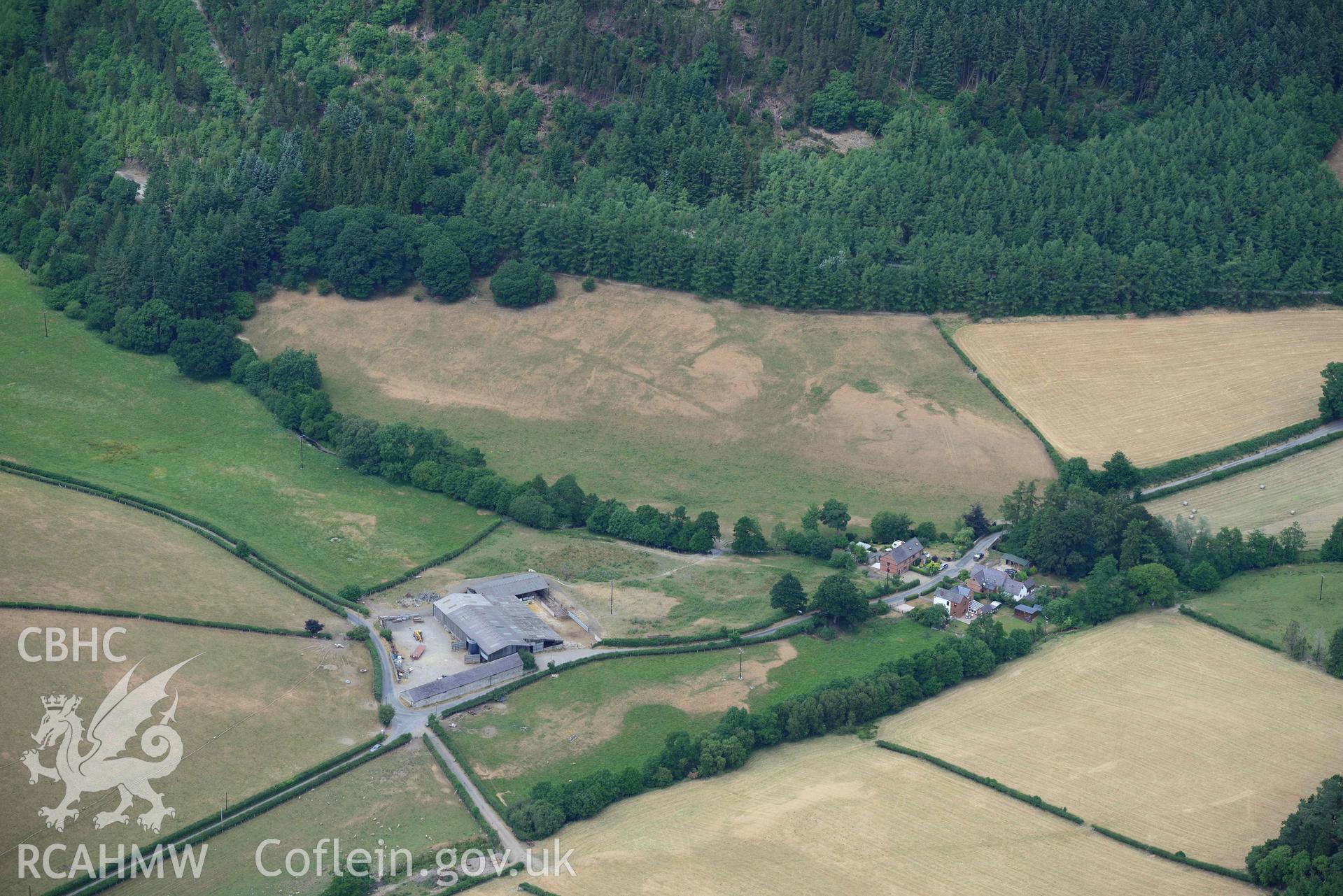 RCAHMW colour oblique aerial photograph of Wenallt Barn enclosures taken on 9 July 2018 by Toby Driver