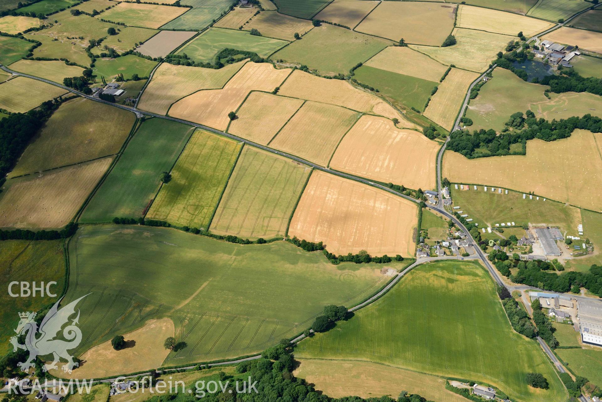 RCAHMW colour oblique aerial photograph of Walton ring ditch or timber circle - close up taken on 9 July 2018 by Toby Driver