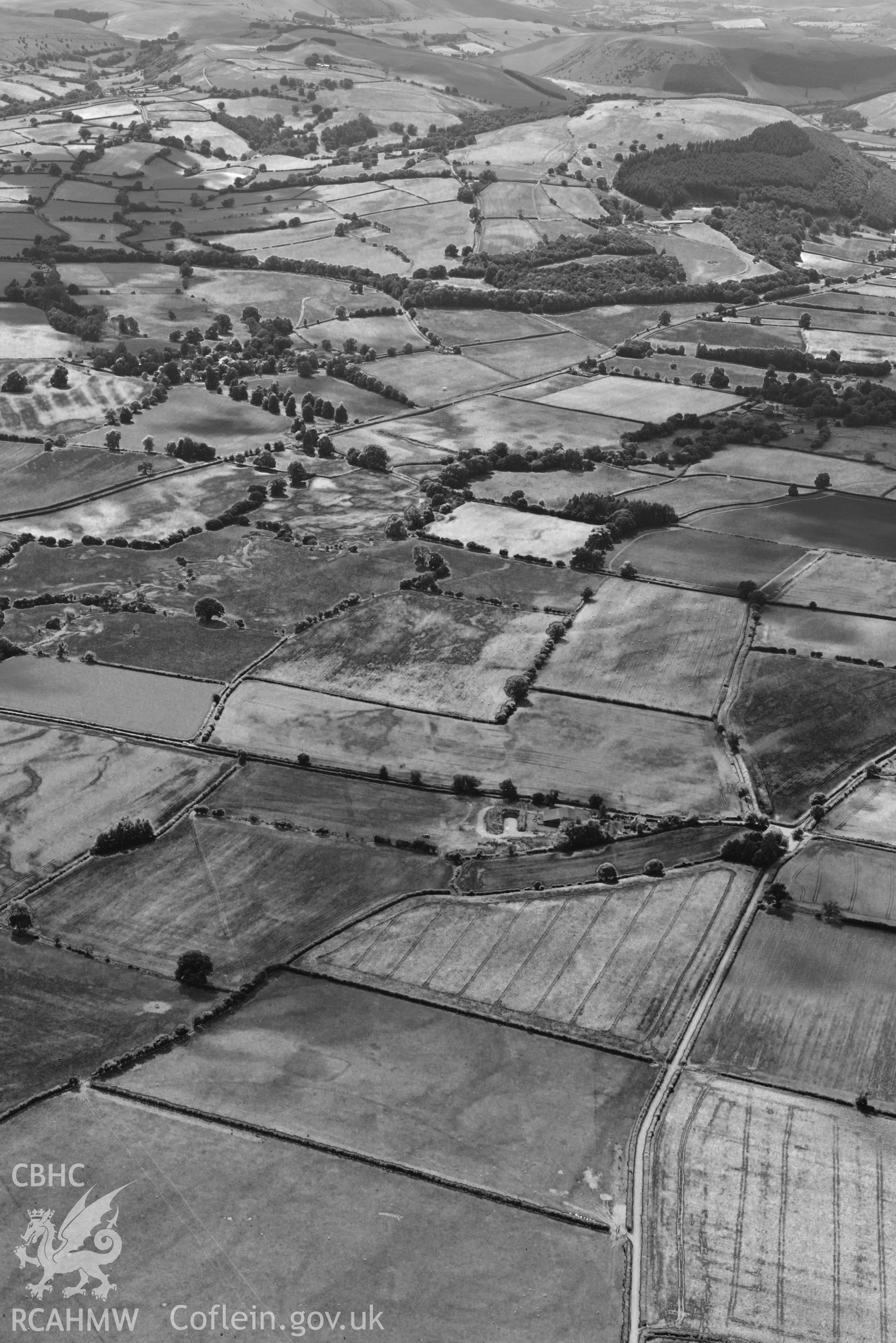 RCAHMW colour oblique aerial photograph of Hindwell Cursus at Four Stones taken on 9 July 2018 by Toby Driver