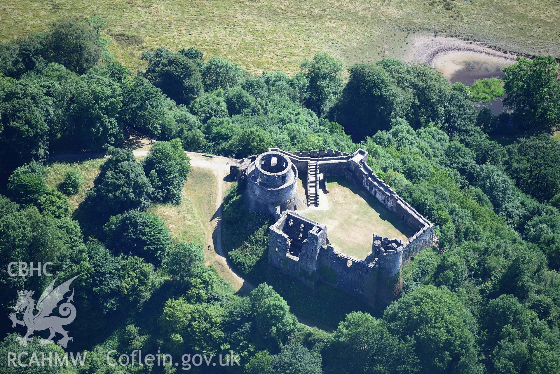 RCAHMW colour oblique aerial photograph of  Dinefwr castle taken on 9 July 2018 by Toby Driver