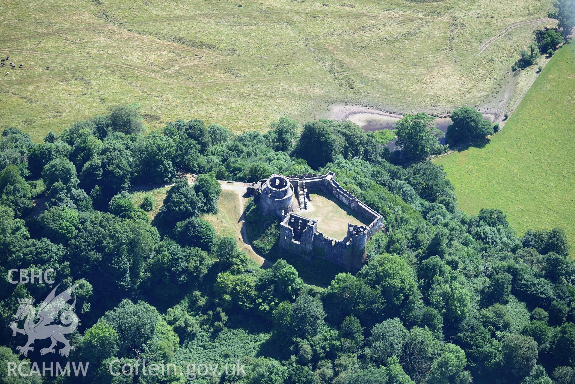 RCAHMW colour oblique aerial photograph of  Dinefwr castle taken on 9 July 2018 by Toby Driver