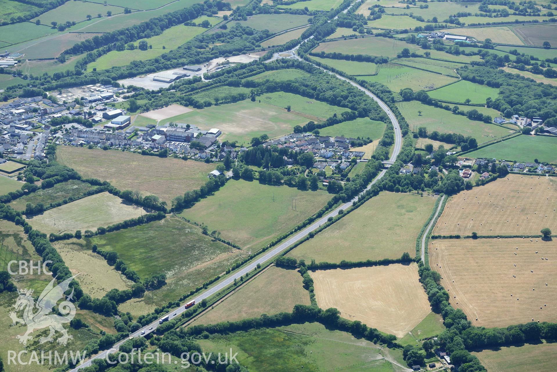 RCAHMW colour oblique aerial photograph of Whitland Roman road taken on 9 July 2018 by Toby Driver