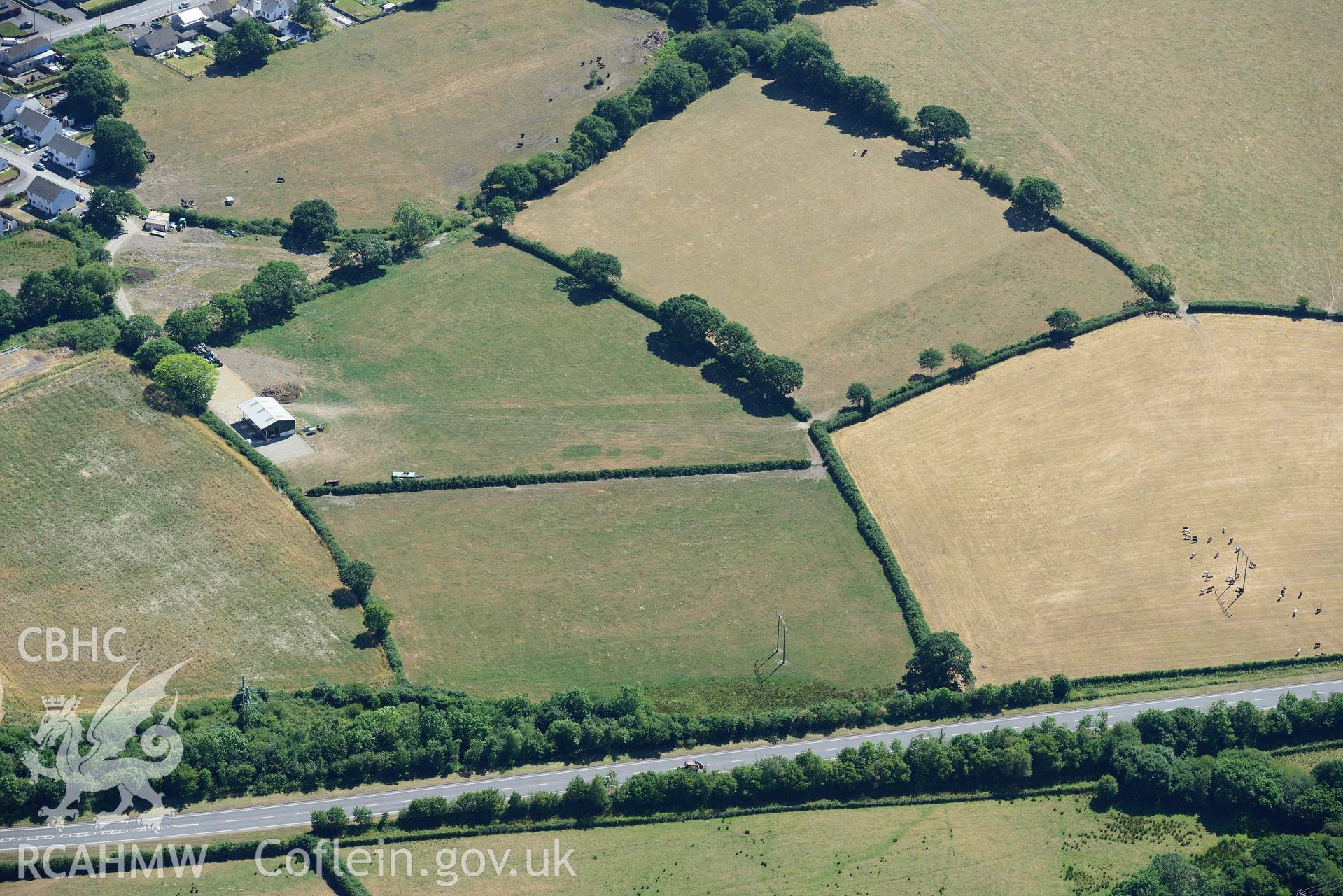 RCAHMW colour oblique aerial photograph of Whitland Roman road taken on 9 July 2018 by Toby Driver