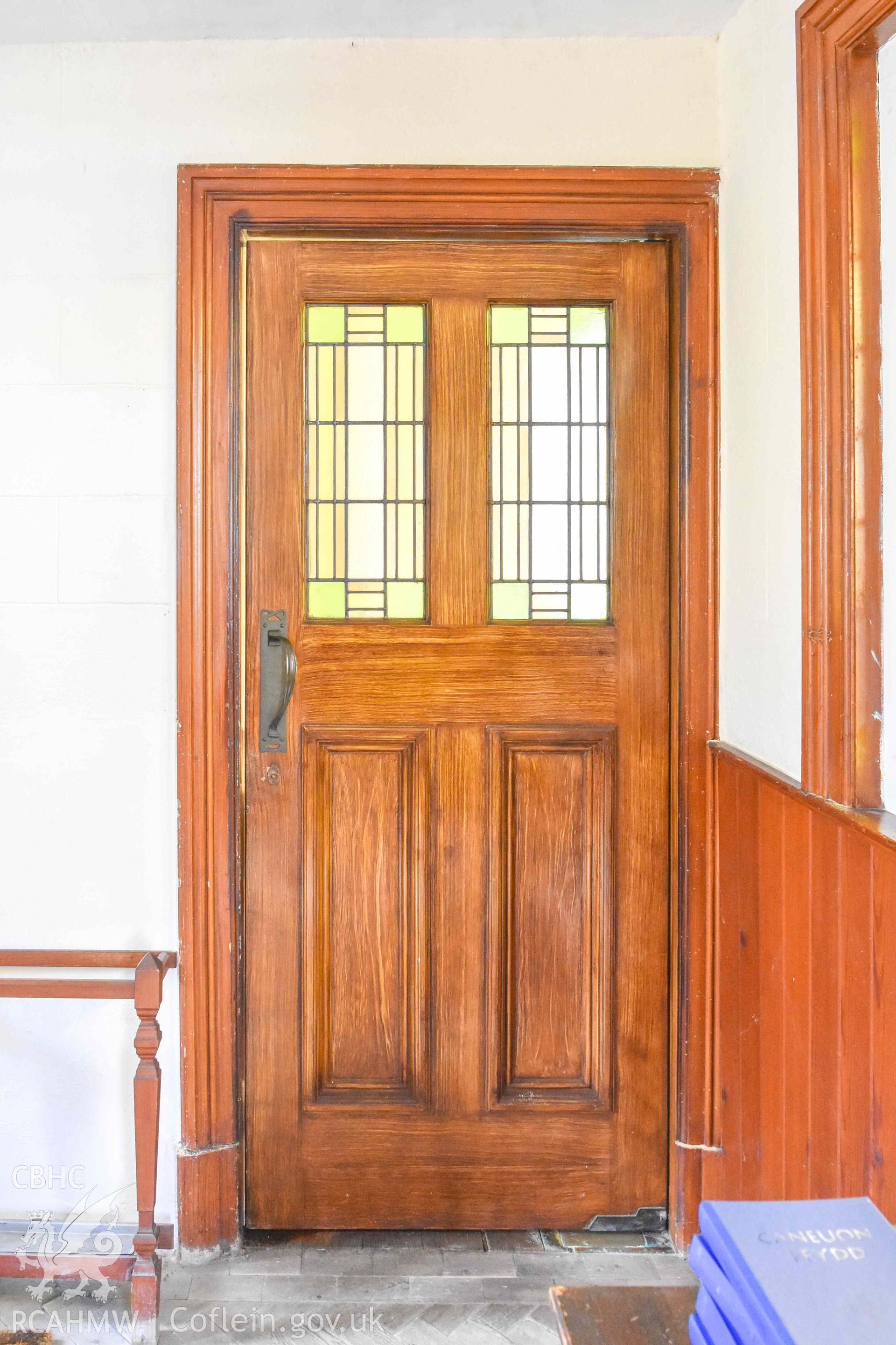 Judah Welsh Baptist Church - View of a door in the vestibule, taken from North