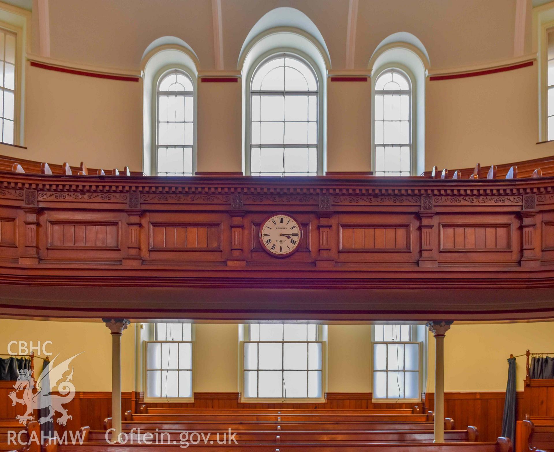 Salem Chapel - Internal, View of the clock on the gallery face from the communion table, taken from South