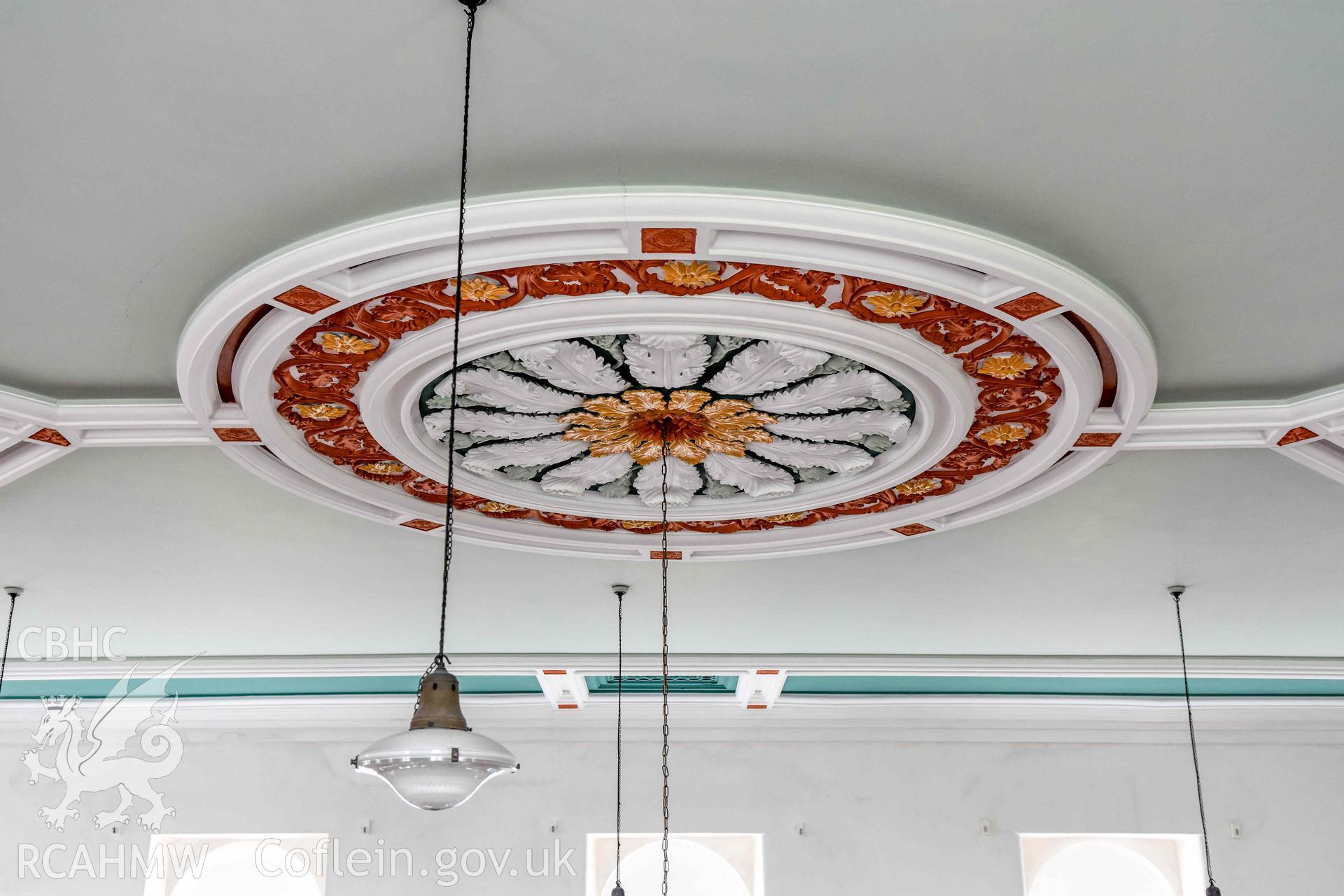 Tabernacl Welsh Independent Chapel - View of the mural on the ceiling, taken from East