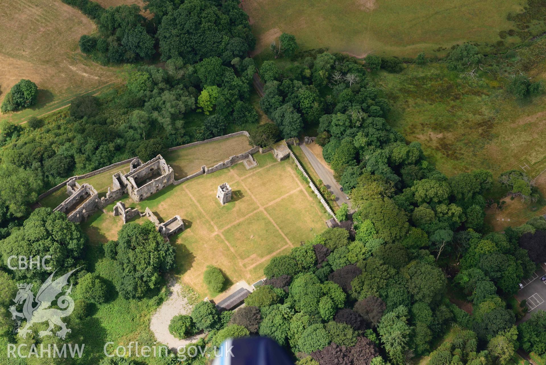 Aerial photography of Lamphey Bishops Palace Aerial reconnaissance survey for the CHERISH Project. Crown Copyright: CHERISH PROJECT 2018. Produced with EU funds through the Ireland Wales Co-operation Programme 2014-2020. All material made freely available through the Open Government Licence.