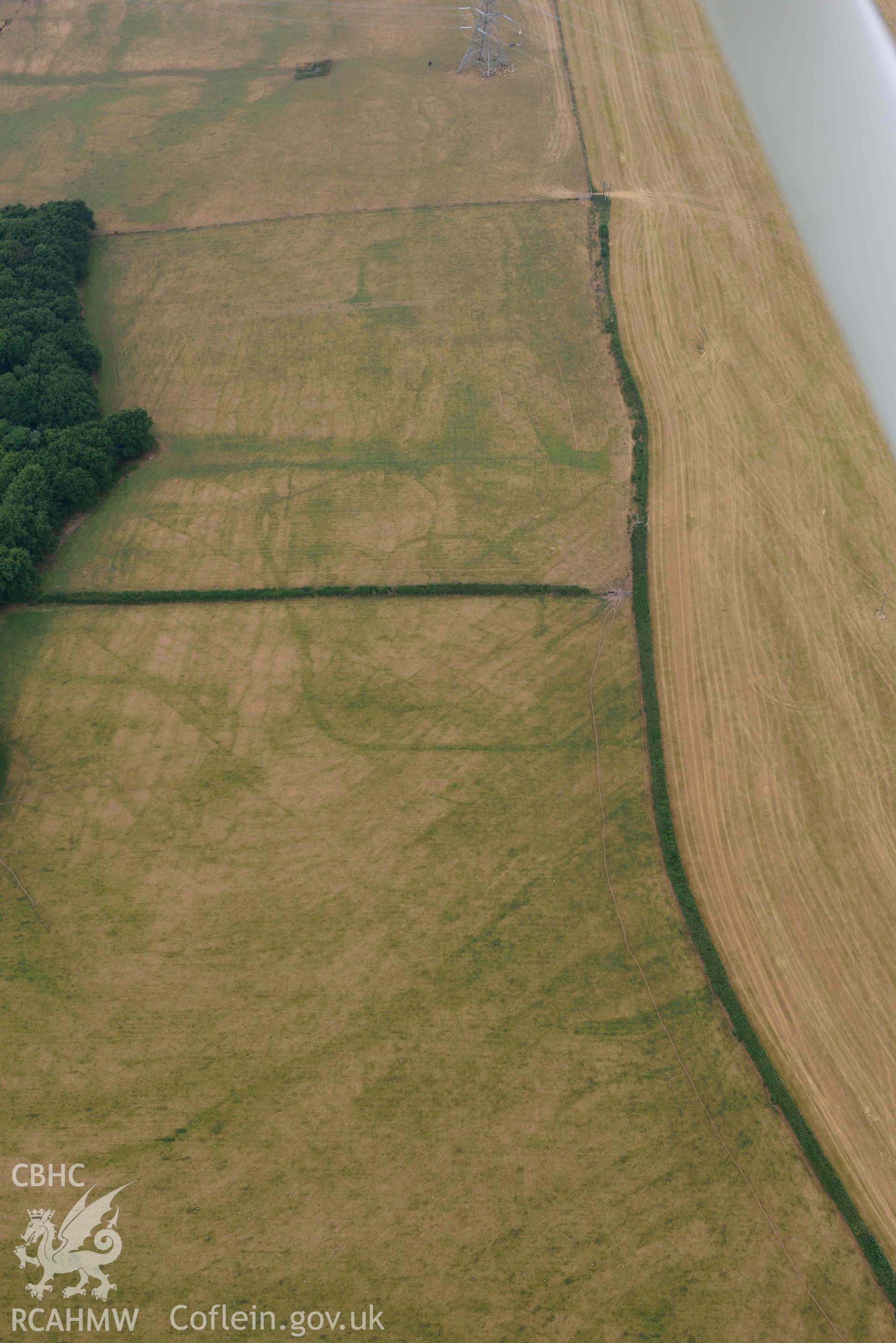 Aerial photography of Windsor Farm, Lamphey, defended Enclosure Aerial reconnaissance survey for the CHERISH Project. Crown Copyright: CHERISH PROJECT 2018. Produced with EU funds through the Ireland Wales Co-operation Programme 2014-2020. All material made freely available through the Open Government Licence.