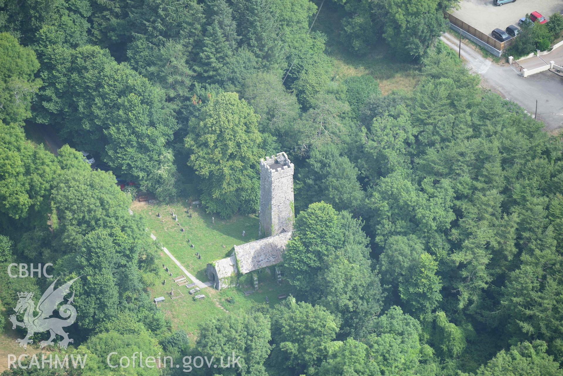 Aerial photography of St Lawrence's church Gumfreston Aerial reconnaissance survey for the CHERISH Project. Crown Copyright: CHERISH PROJECT 2018. Produced with EU funds through the Ireland Wales Co-operation Programme 2014-2020. All material made freely available through the Open Government Licence.