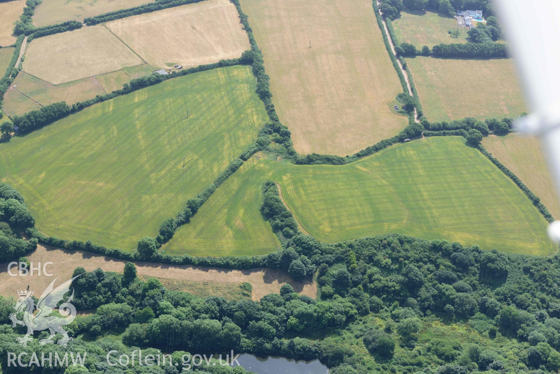 Aerial photography of Rickeston Rath Aerial reconnaissance survey for the CHERISH Project. Crown Copyright: CHERISH PROJECT 2018. Produced with EU funds through the Ireland Wales Co-operation Programme 2014-2020. All material made freely available through the Open Government Licence.