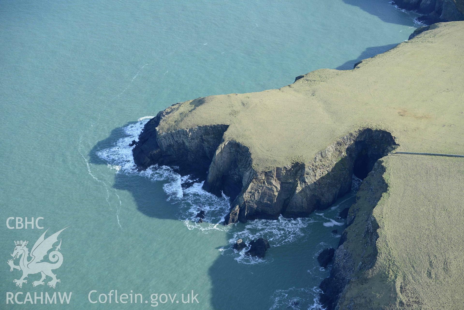 Aerial photo of  Trwyn sion owen.  Aerial reconnaissance survey for the CHERISH Project. Crown Copyright: CHERISH PROJECT 2018. Produced with EU funds through the Ireland Wales Co-operation Programme 2014-2020. All material made freely available through the Open Government Licence.