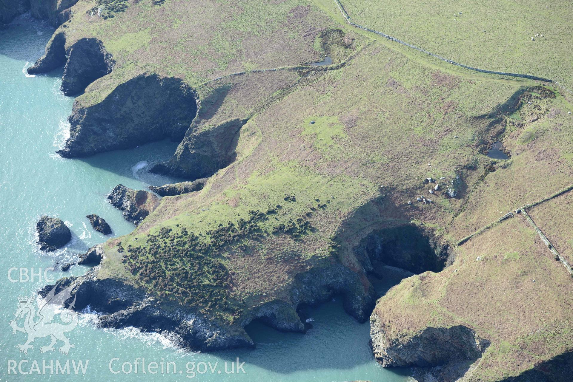 Aerial photo of  Parc y Capel.  Aerial reconnaissance survey for the CHERISH Project. Crown Copyright: CHERISH PROJECT 2018. Produced with EU funds through the Ireland Wales Co-operation Programme 2014-2020. All material made freely available through the Open Government Licence.