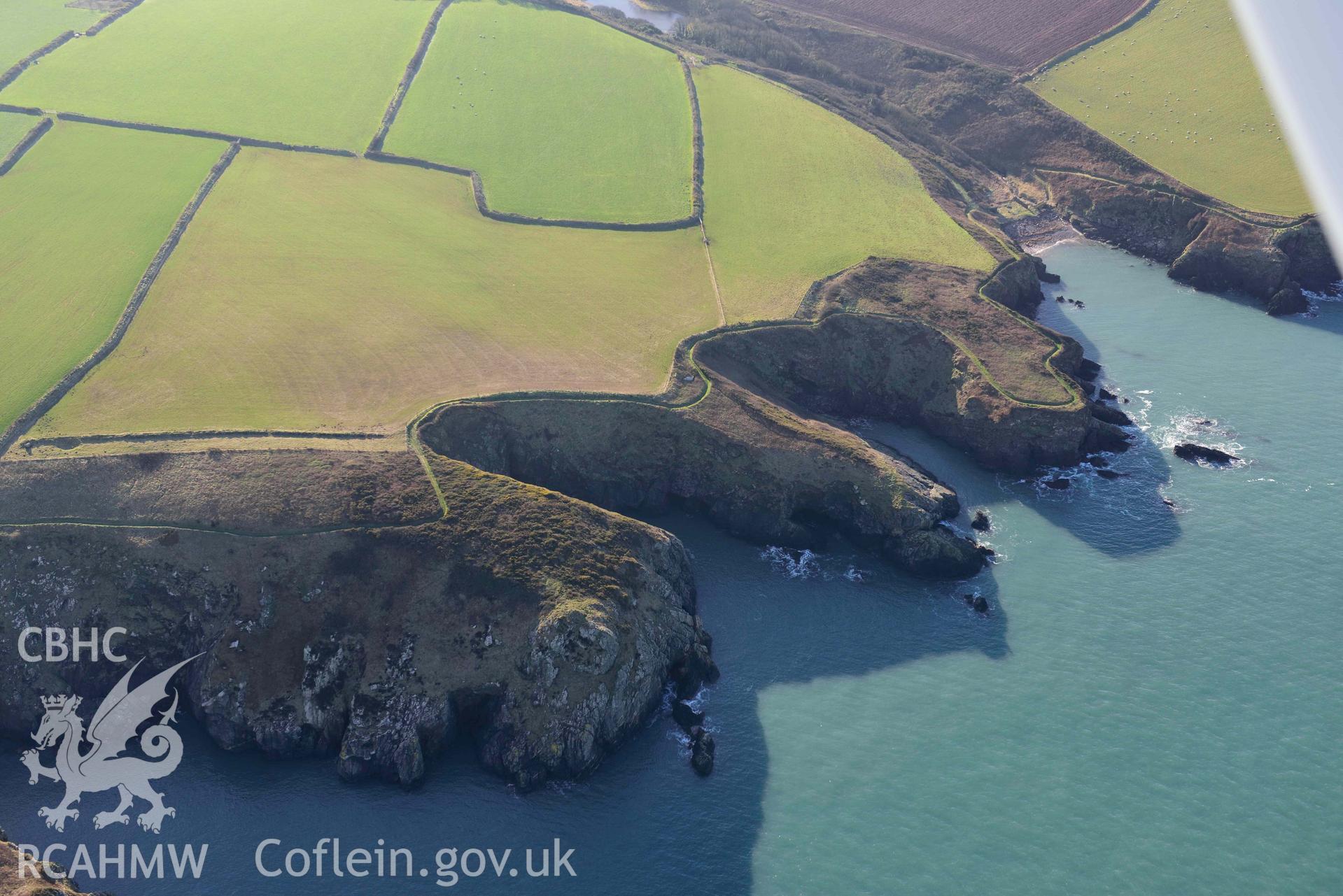 Aerial photo of  Mill Haven.  Aerial reconnaissance survey for the CHERISH Project. Crown Copyright: CHERISH PROJECT 2018. Produced with EU funds through the Ireland Wales Co-operation Programme 2014-2020. All material made freely available through the Open Government Licence.