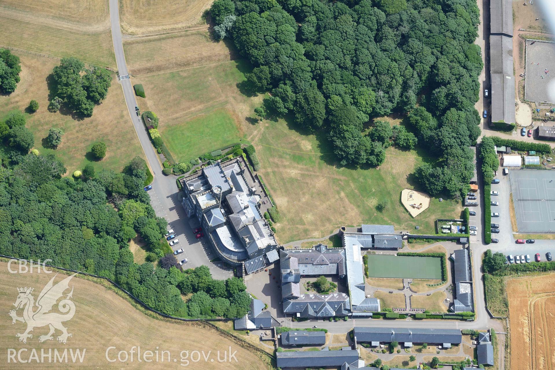 Aerial photography of  St Brides castle Aerial reconnaissance survey for the CHERISH Project. Crown Copyright: CHERISH PROJECT 2018. Produced with EU funds through the Ireland Wales Co-operation Programme 2014-2020. All material made freely available through the Open Government Licence.