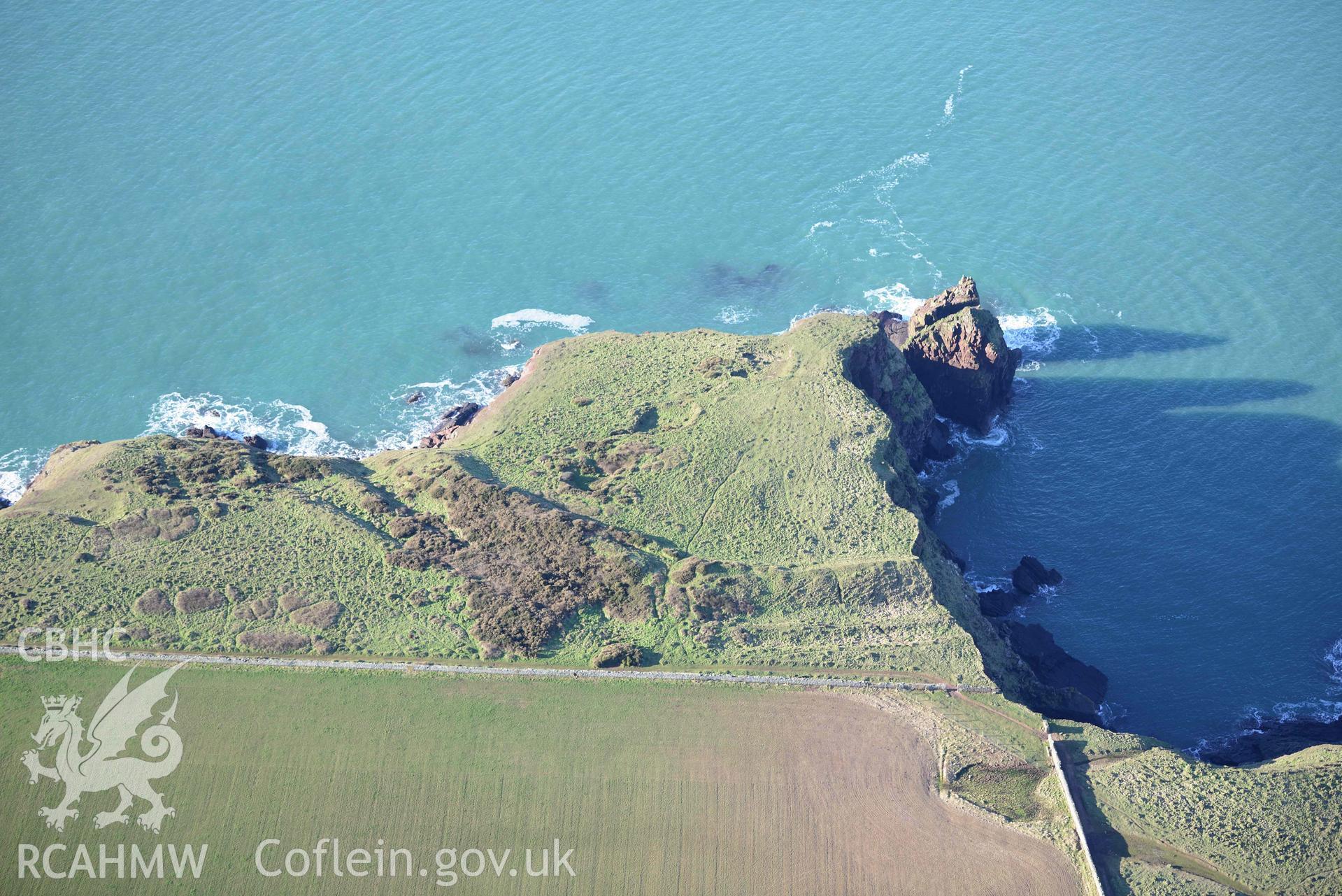 Aerial photo of Tower Point.  Aerial reconnaissance survey for the CHERISH Project. Crown Copyright: CHERISH PROJECT 2018. Produced with EU funds through the Ireland Wales Co-operation Programme 2014-2020. All material made freely available through the Open Government Licence.