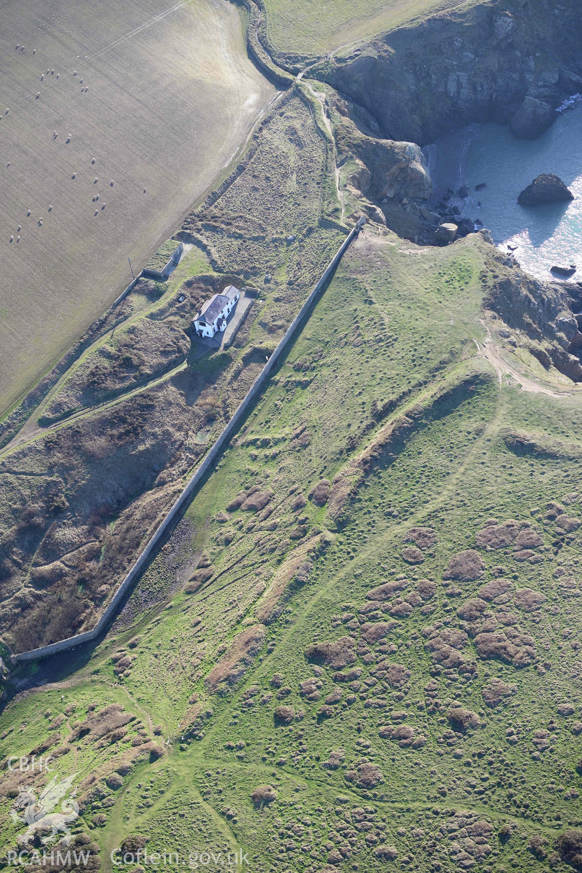 Aerial photo of  Rath Cott.  Aerial reconnaissance survey for the CHERISH Project. Crown Copyright: CHERISH PROJECT 2018. Produced with EU funds through the Ireland Wales Co-operation Programme 2014-2020. All material made freely available through the Open Government Licence.