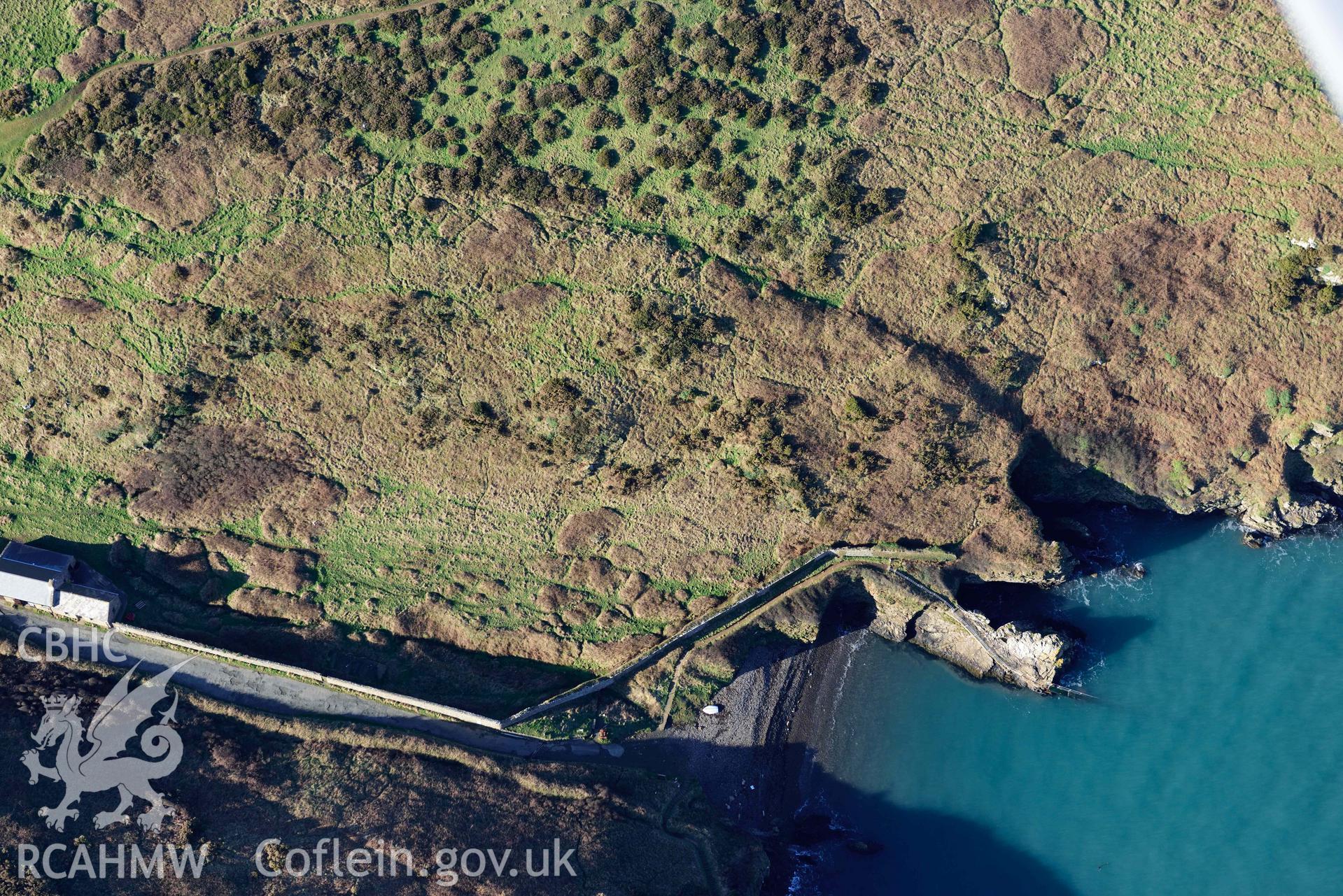 Aerial photo of Deer Park and Martins Haven.  Aerial reconnaissance survey for the CHERISH Project. Crown Copyright: CHERISH PROJECT 2018. Produced with EU funds through the Ireland Wales Co-operation Programme 2014-2020. All material made freely available through the Open Government Licence.