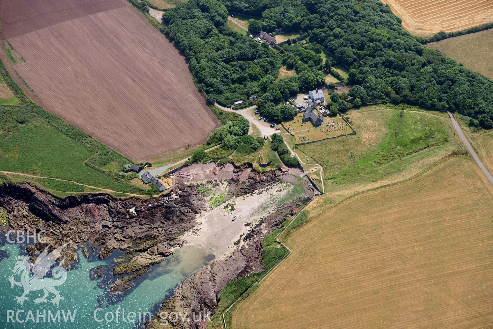 Aerial photography of St Brides Haven Aerial reconnaissance survey for the CHERISH Project. Crown Copyright: CHERISH PROJECT 2018. Produced with EU funds through the Ireland Wales Co-operation Programme 2014-2020. All material made freely available through the Open Government Licence.