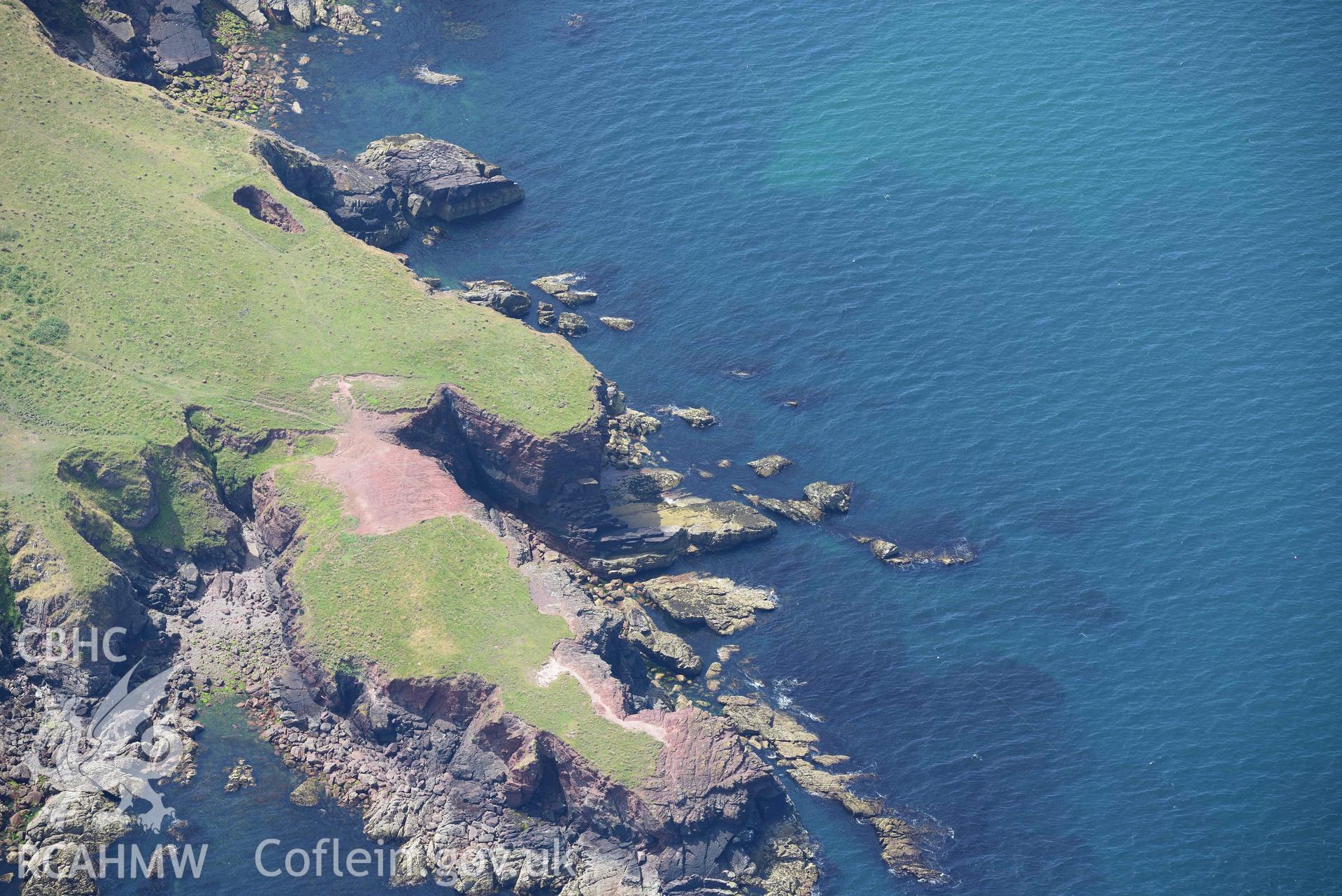 Aerial photography of Nab Head Aerial reconnaissance survey for the CHERISH Project. Crown Copyright: CHERISH PROJECT 2018. Produced with EU funds through the Ireland Wales Co-operation Programme 2014-2020. All material made freely available through the Open Government Licence.