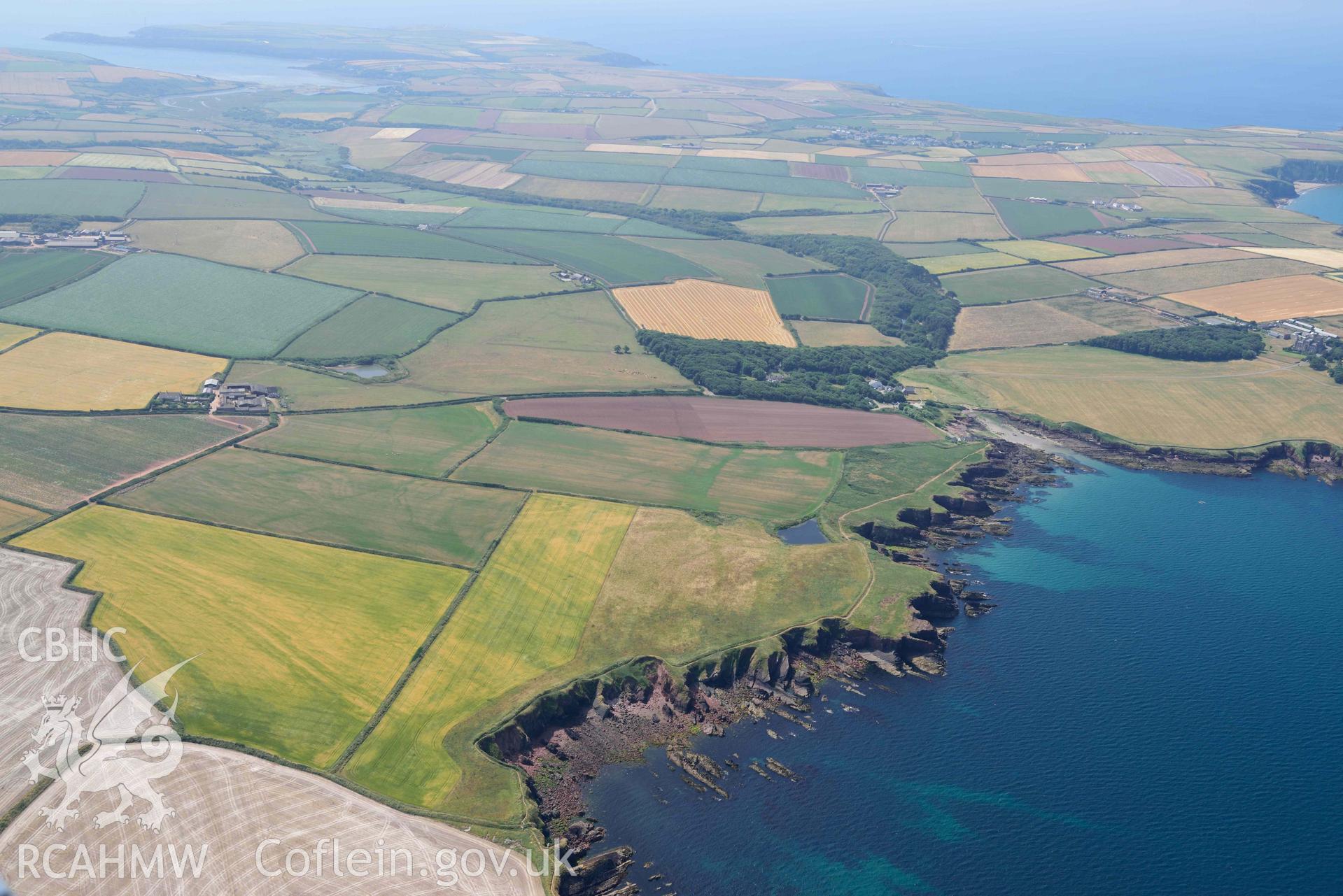 Aerial photography of St Brides Haven Aerial reconnaissance survey for the CHERISH Project. Crown Copyright: CHERISH PROJECT 2018. Produced with EU funds through the Ireland Wales Co-operation Programme 2014-2020. All material made freely available through the Open Government Licence.