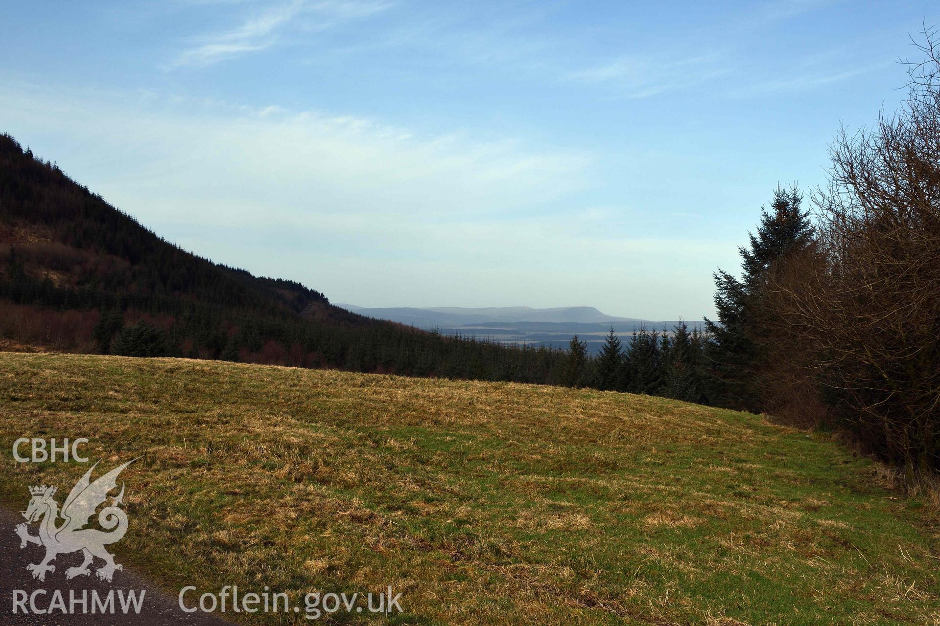 Distant view of Fan Brycheiniog from Llyn Fawr, looking north-west