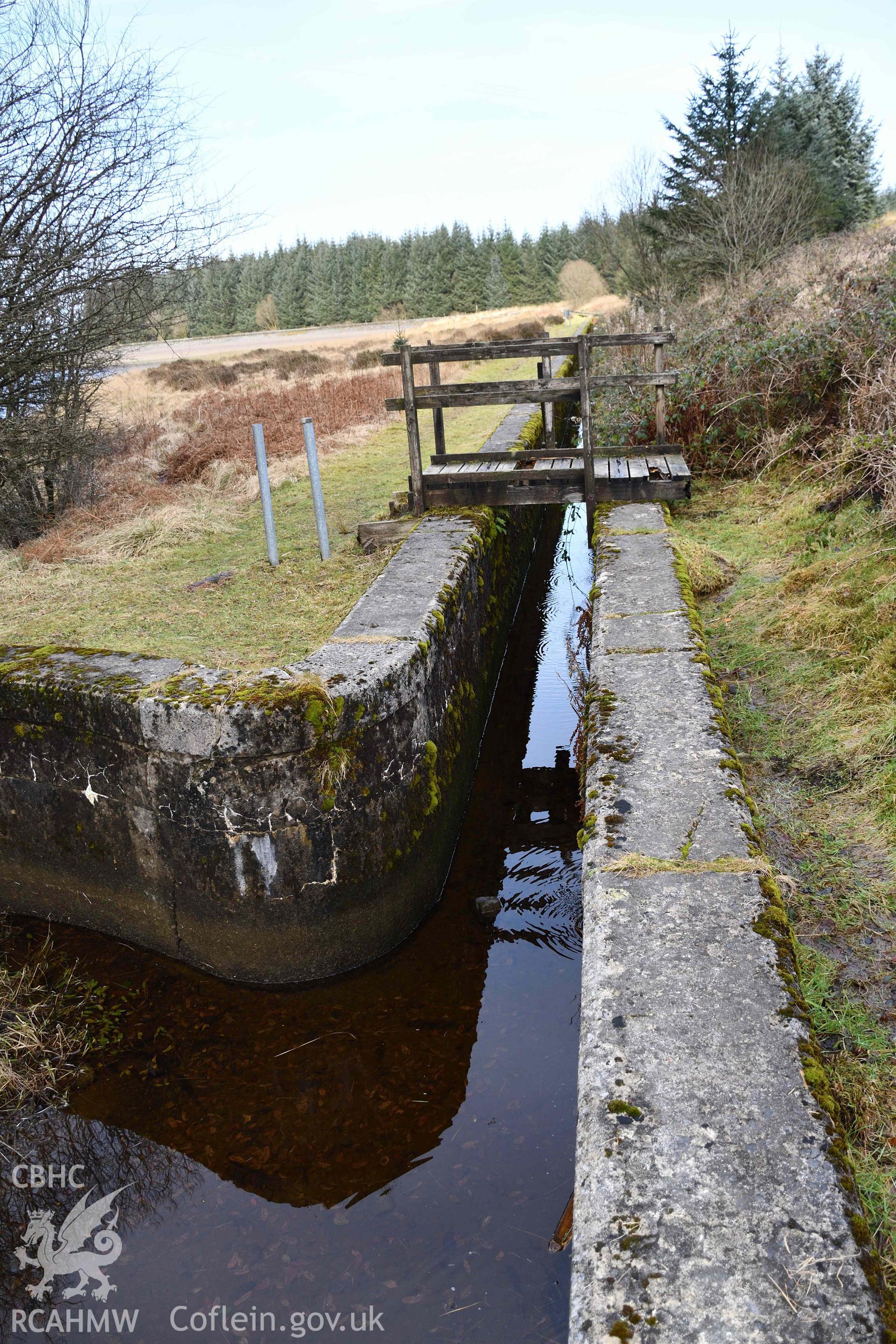 Drain on east side of reservoir, looking north from sluice