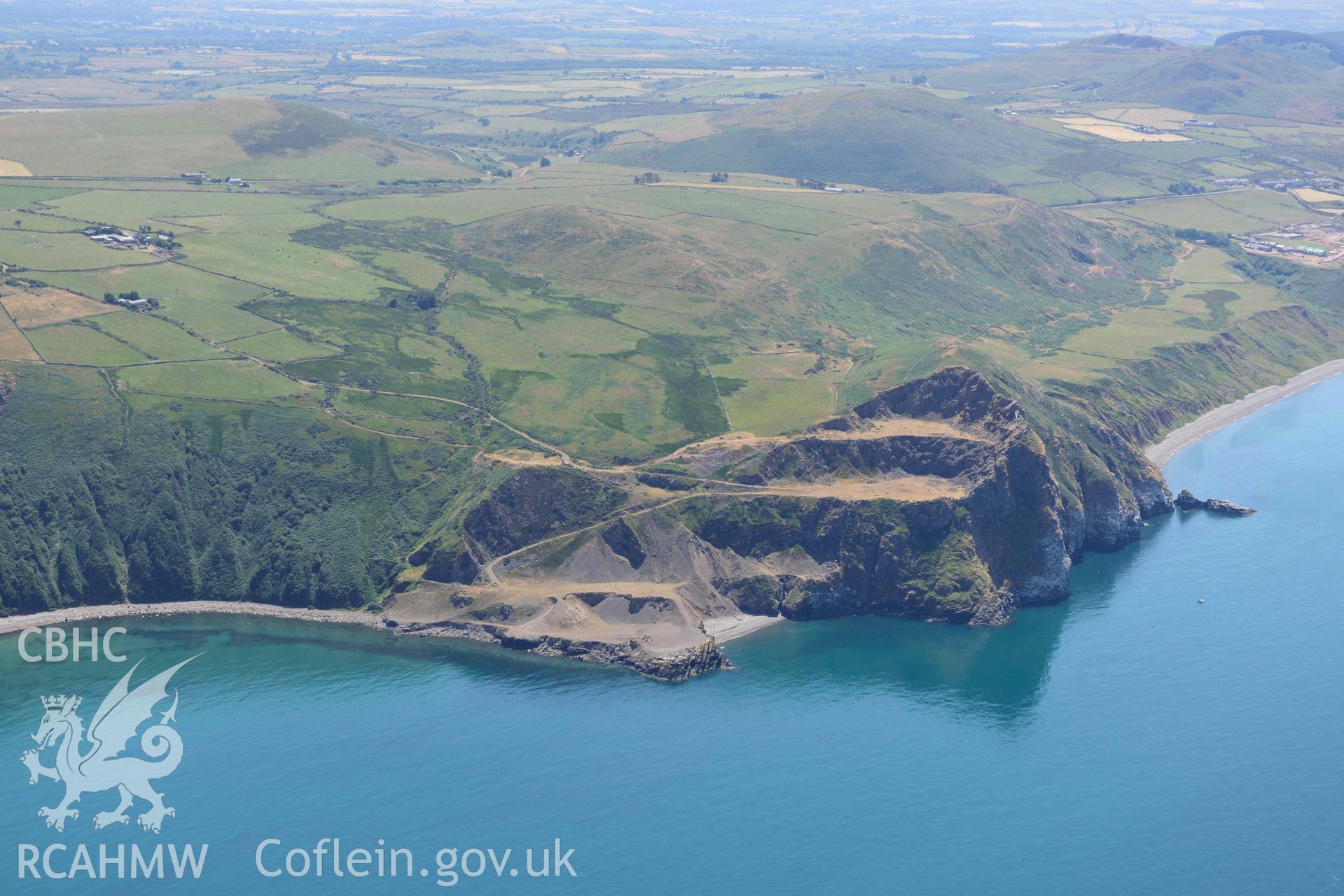 Aerial photograph: Carreg y Llam stone quarry. Crown: CHERISH PROJECT 2018. Produced with EU funds through the Ireland Wales Co-operation Programme 2014-2020 (NGR SH335438)