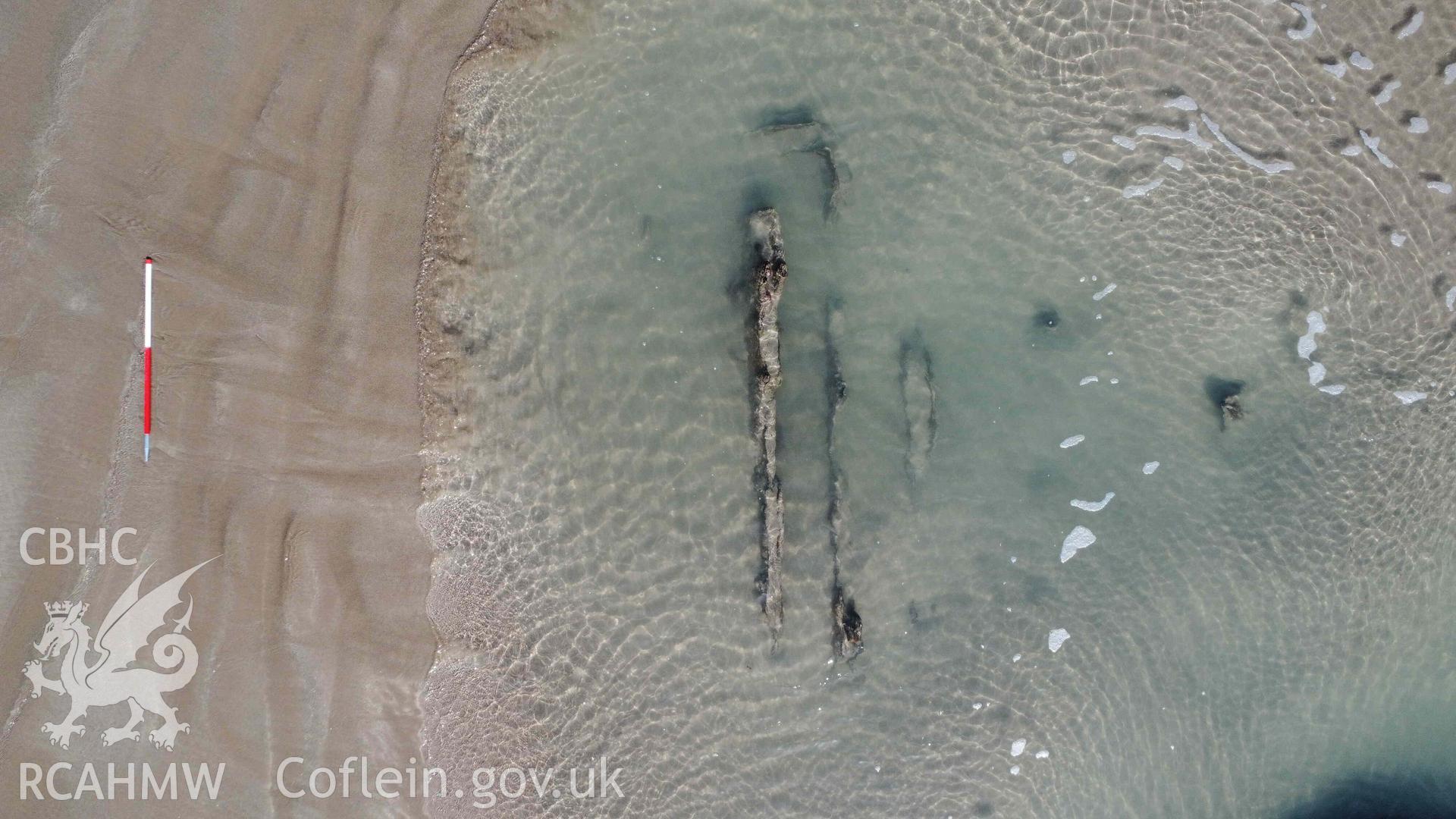 Section of exposed boiler, from the wrecksite of the ALBION, on 22/03/2023, scale is 1m.