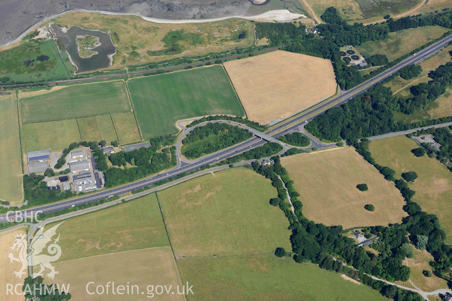 Aerial photograph: Roman road section approaching Gorddinog. Crown: CHERISH PROJECT 2018. Produced with EU funds through the Ireland Wales Co-operation Programme 2014-2020 (NGR: SH667734)