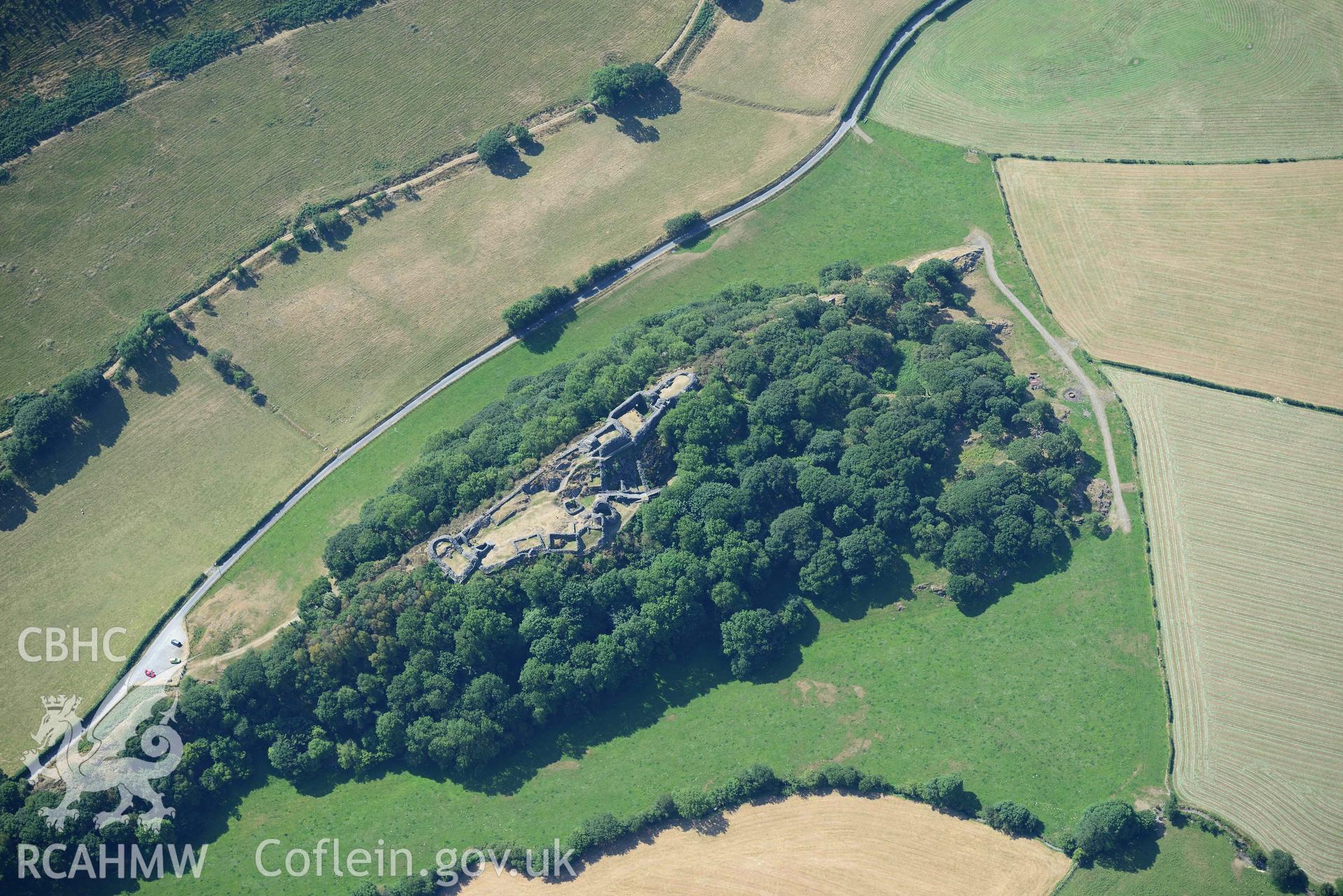 Aerial photograph: Castell y Bere, castle. Crown: CHERISH PROJECT 2018. Produced with EU funds through the Ireland Wales Co-operation Programme 2014-2020 (NGR: SH667085)