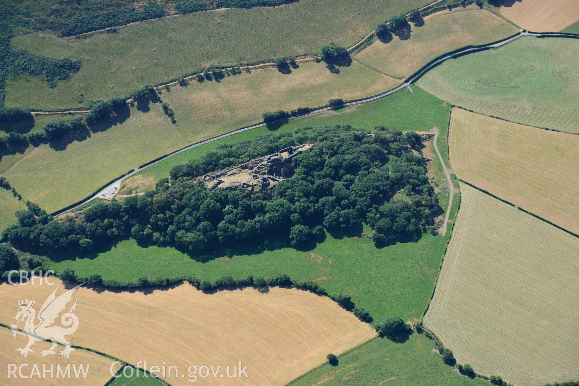 Aerial photograph: Castell y Bere, castle. Crown: CHERISH PROJECT 2018. Produced with EU funds through the Ireland Wales Co-operation Programme 2014-2020 (NGR: SH667085)