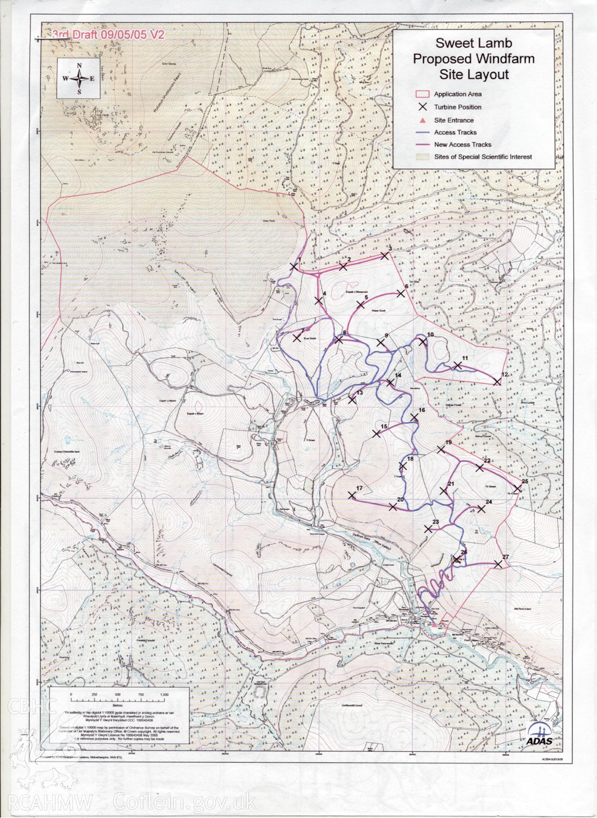 Site plan of Sweet Lamb proposed windfarm, site layout.