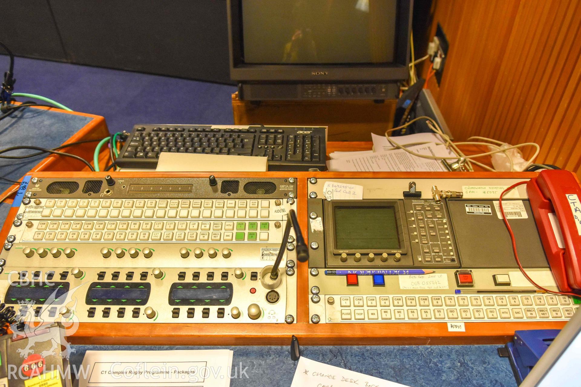 BBC Broadcasting House - Interior, C1 Production Gallery: View of the studio manaager's mixing desk, taken from West