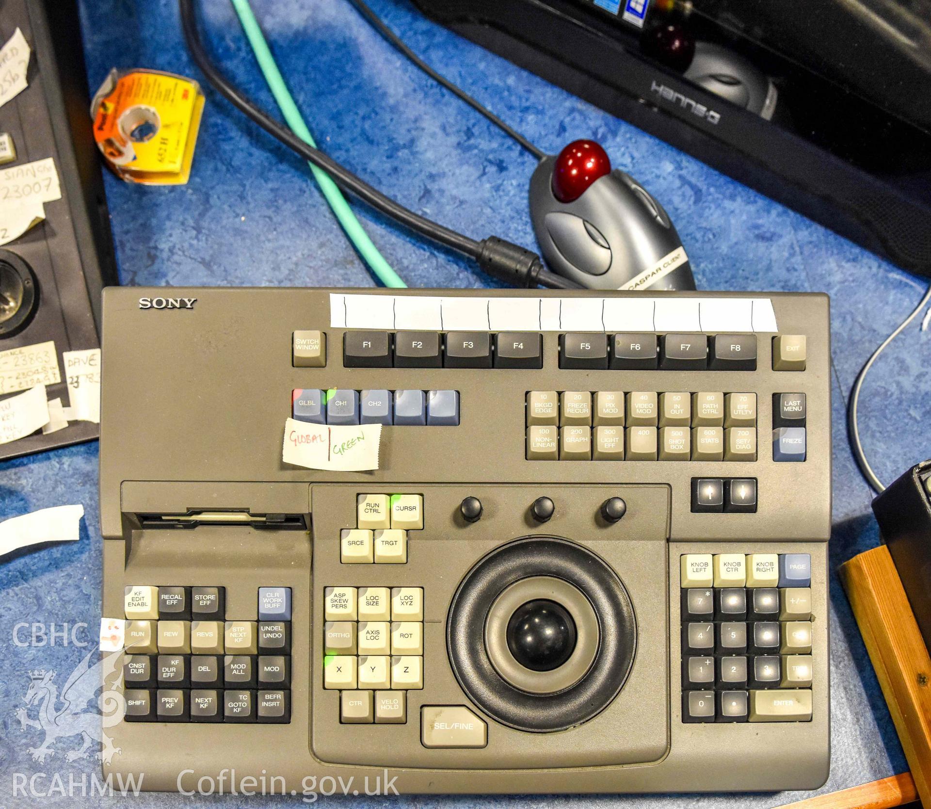 BBC Broadcasting House - Interior, C1 Production Gallery: Detailed view of a control deck on the EVS Operator's desk
