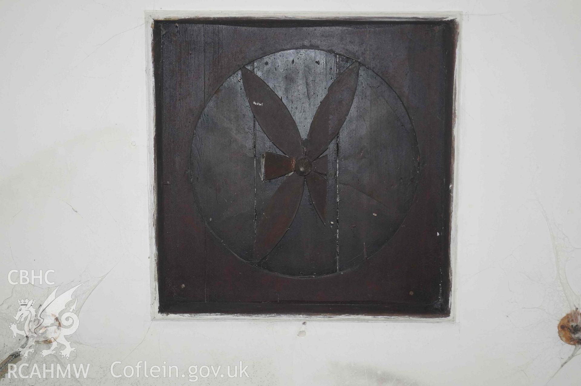 Photograph from a Level 2 building recording of the former Tabor chapel, Maengwynedd, carried out by Trysor in 2022. Trysor Project No. 2022/846.