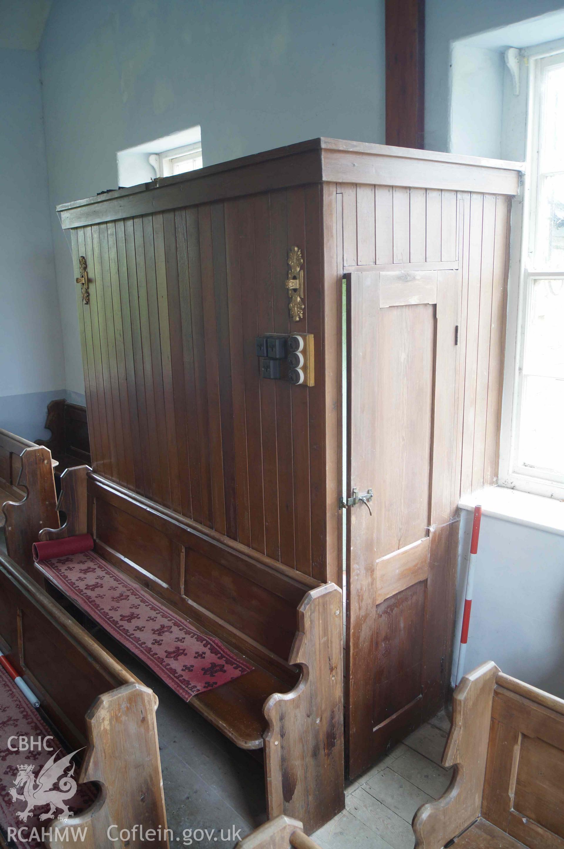 Photograph from a Level 2 building recording of the former Tabor chapel, Maengwynedd, carried out by Trysor in 2022. Trysor Project No. 2022/846.