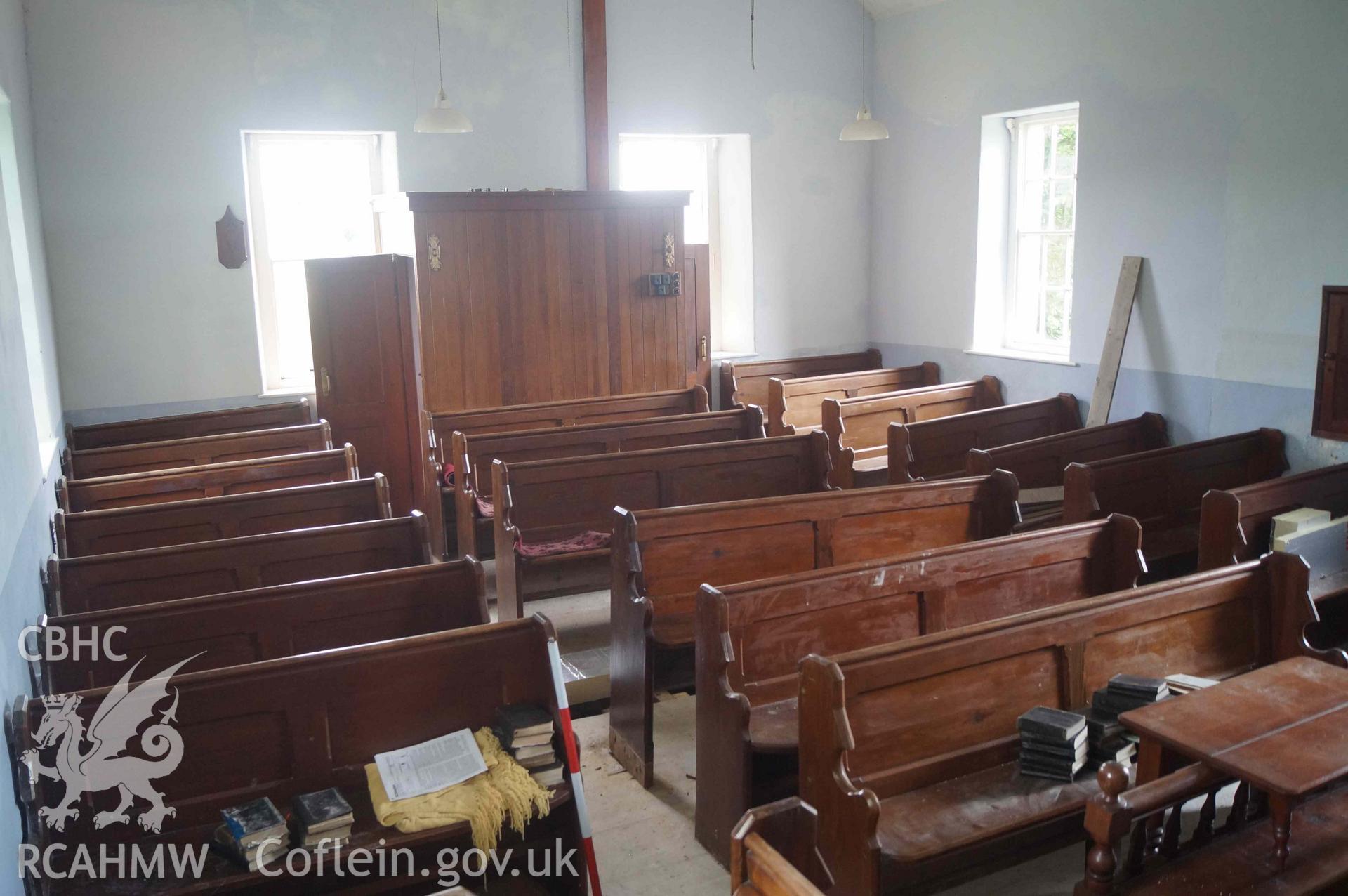 Photograph from a Level 2 building recording of the former Tabor chapel, Maengwynedd, carried out by Trysor in 2022. Trysor Project No. 2022/846.