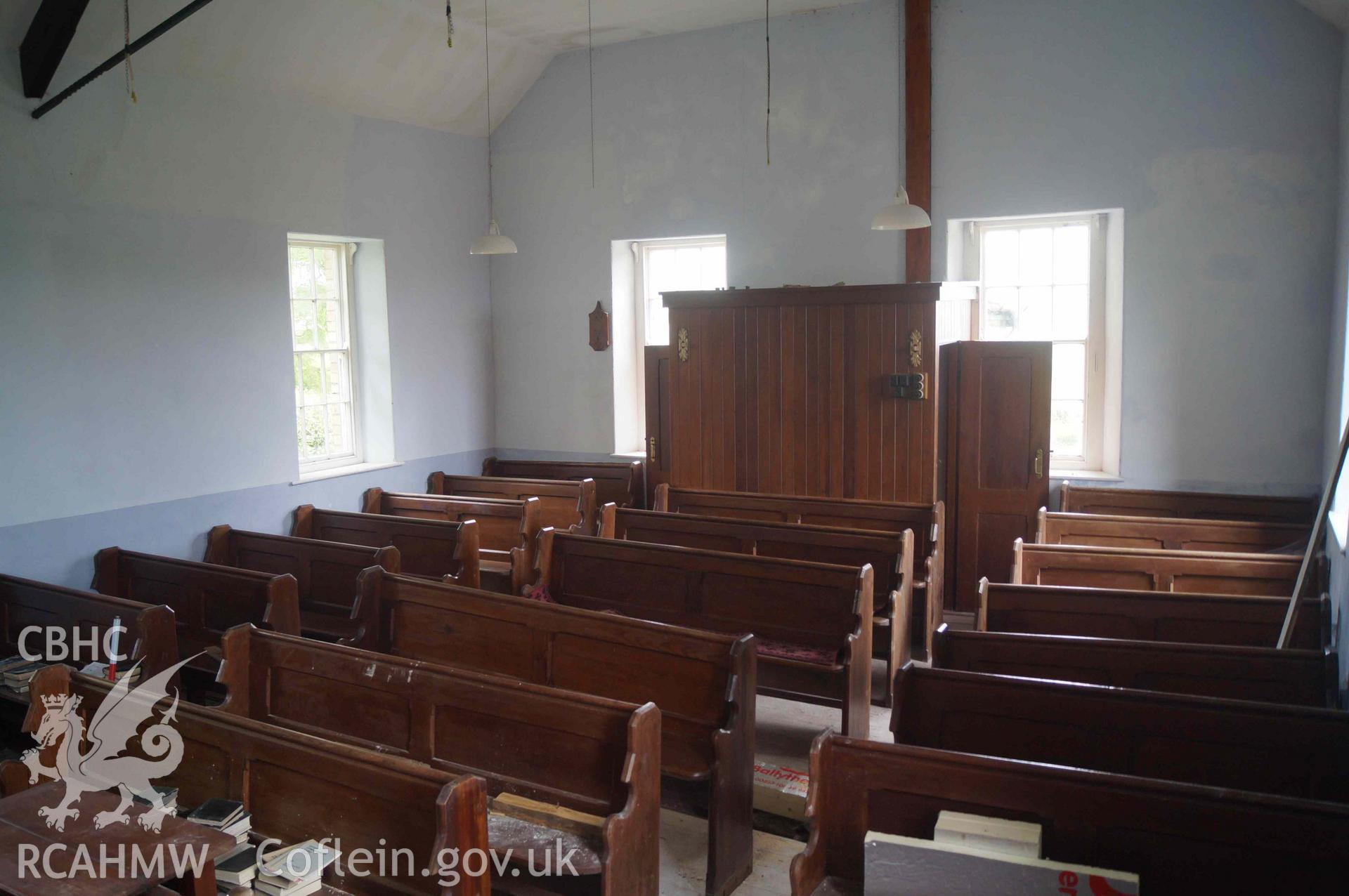 Photograph from a Level 2 building recording of the former Tabor chapel, Maengwynedd, carried out by Trysor in 2022. Trysor Project No. 2022/846.