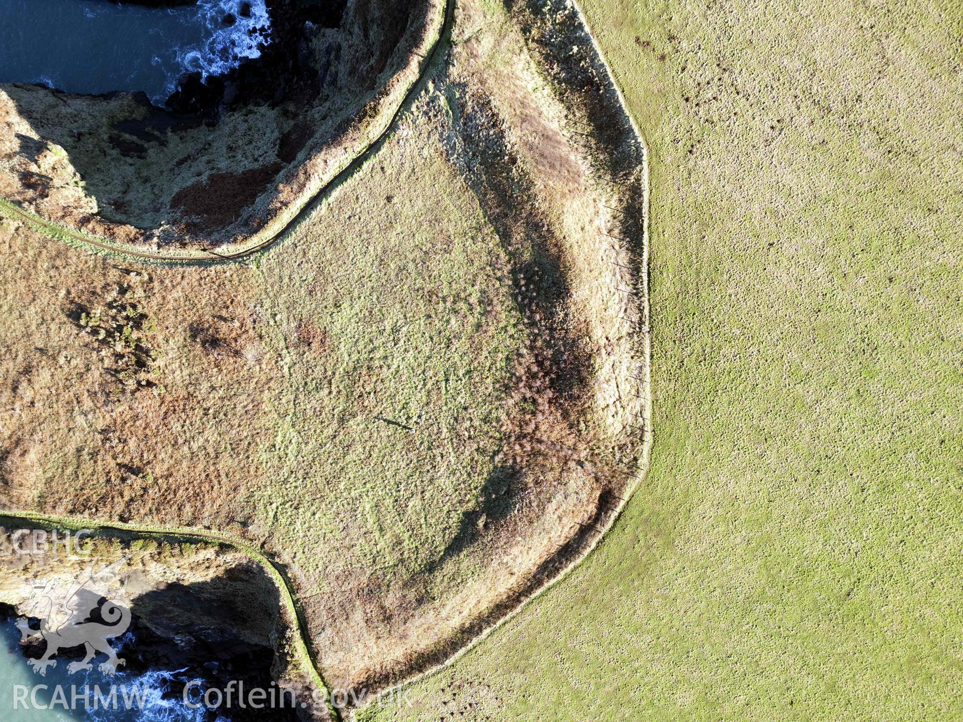 Mill Haven Rath; Mini 3 drone vertical photograph of promontory defences