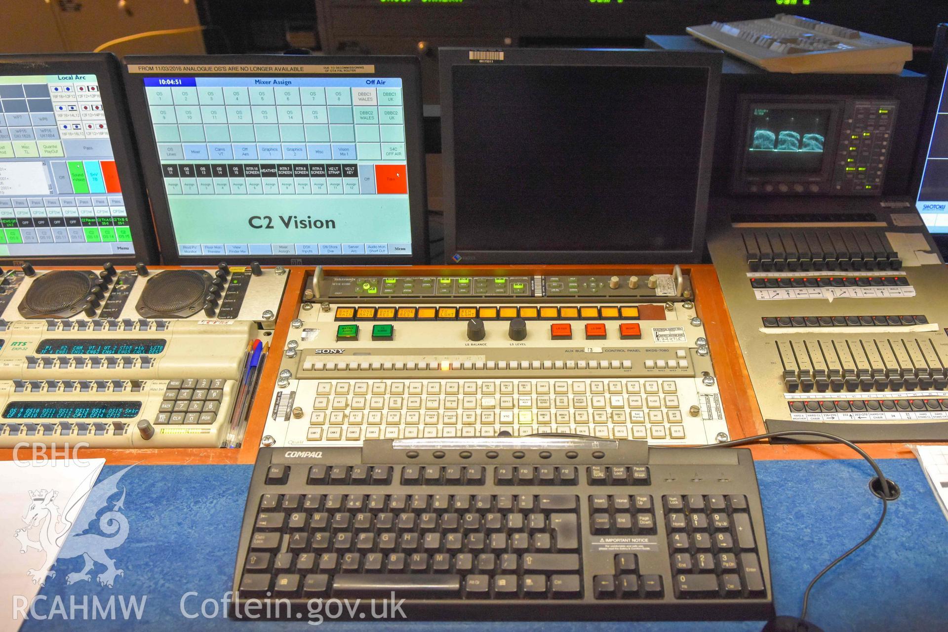 BBC Broadcasting House - Interior, C2 Vision Gallery: View of vision mixing consoles, taken from South