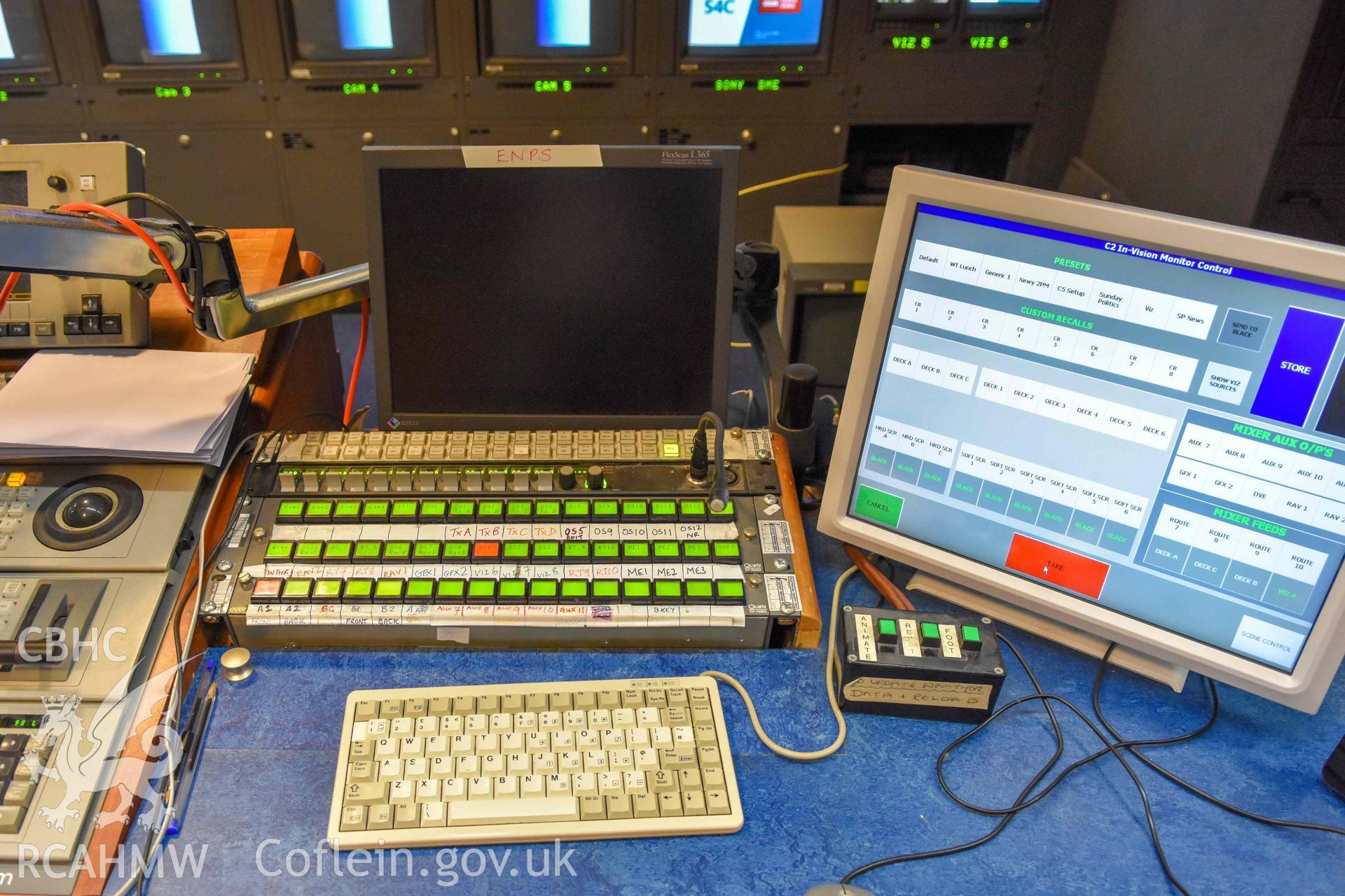 BBC Broadcasting House - Interior, C2 Vision Gallery: View of vision control consoles, taken from South