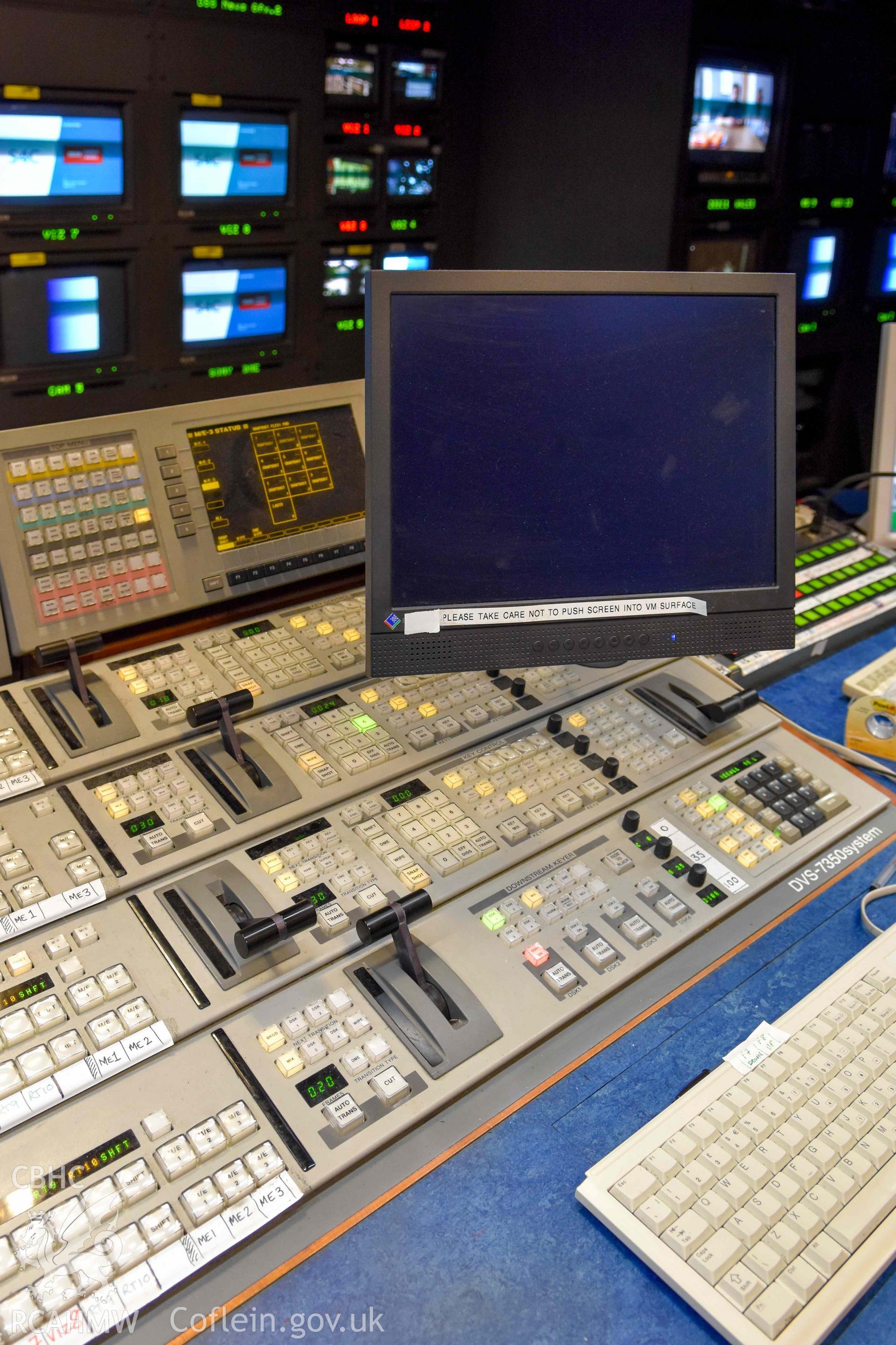 BBC Broadcasting House - Interior, C2 Vision Gallery: View of a portion of the vision mixing console, taken from South-West