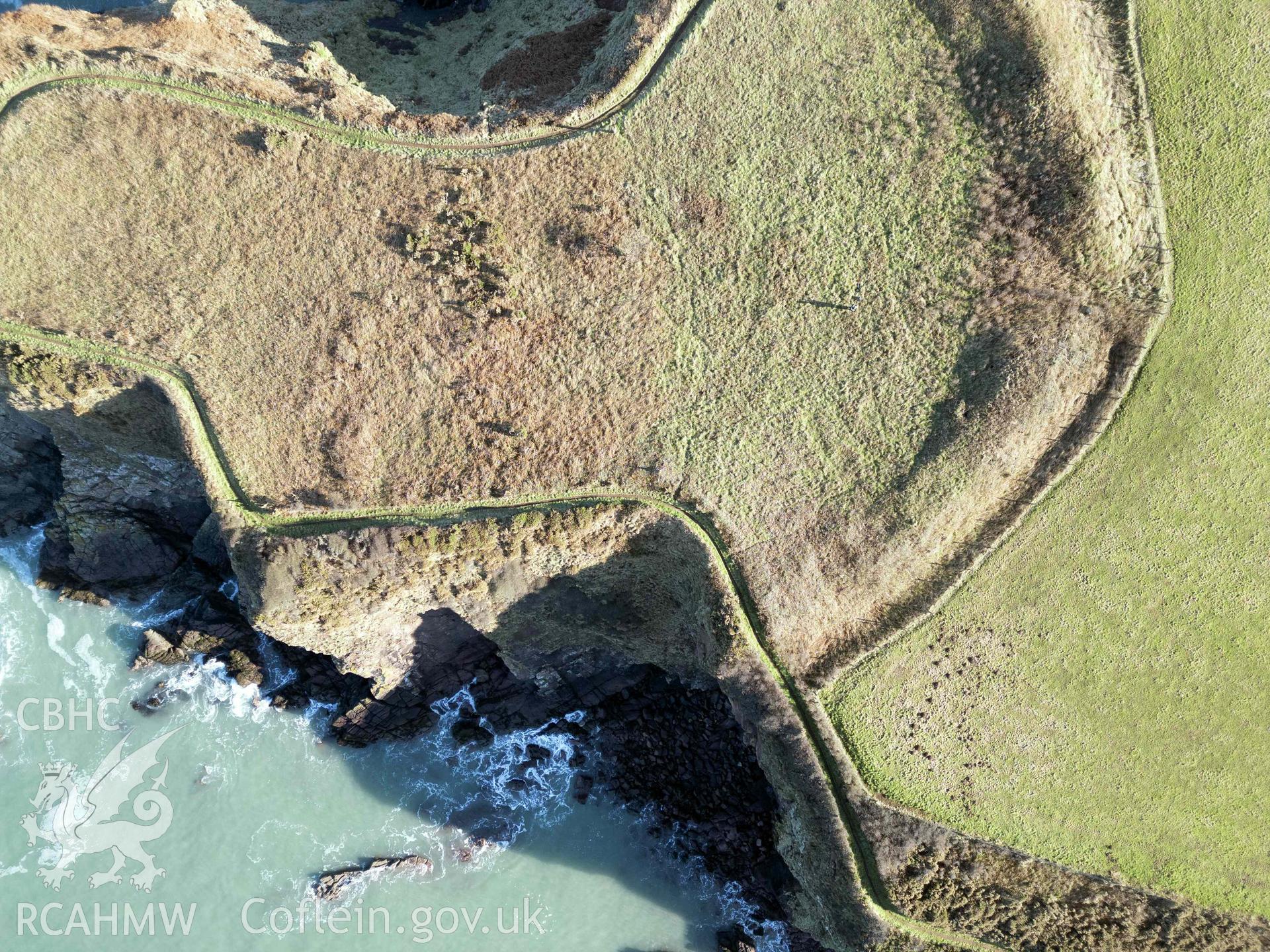 Mill Haven Rath; Mini 3 drone vertical photograph of promontory fort