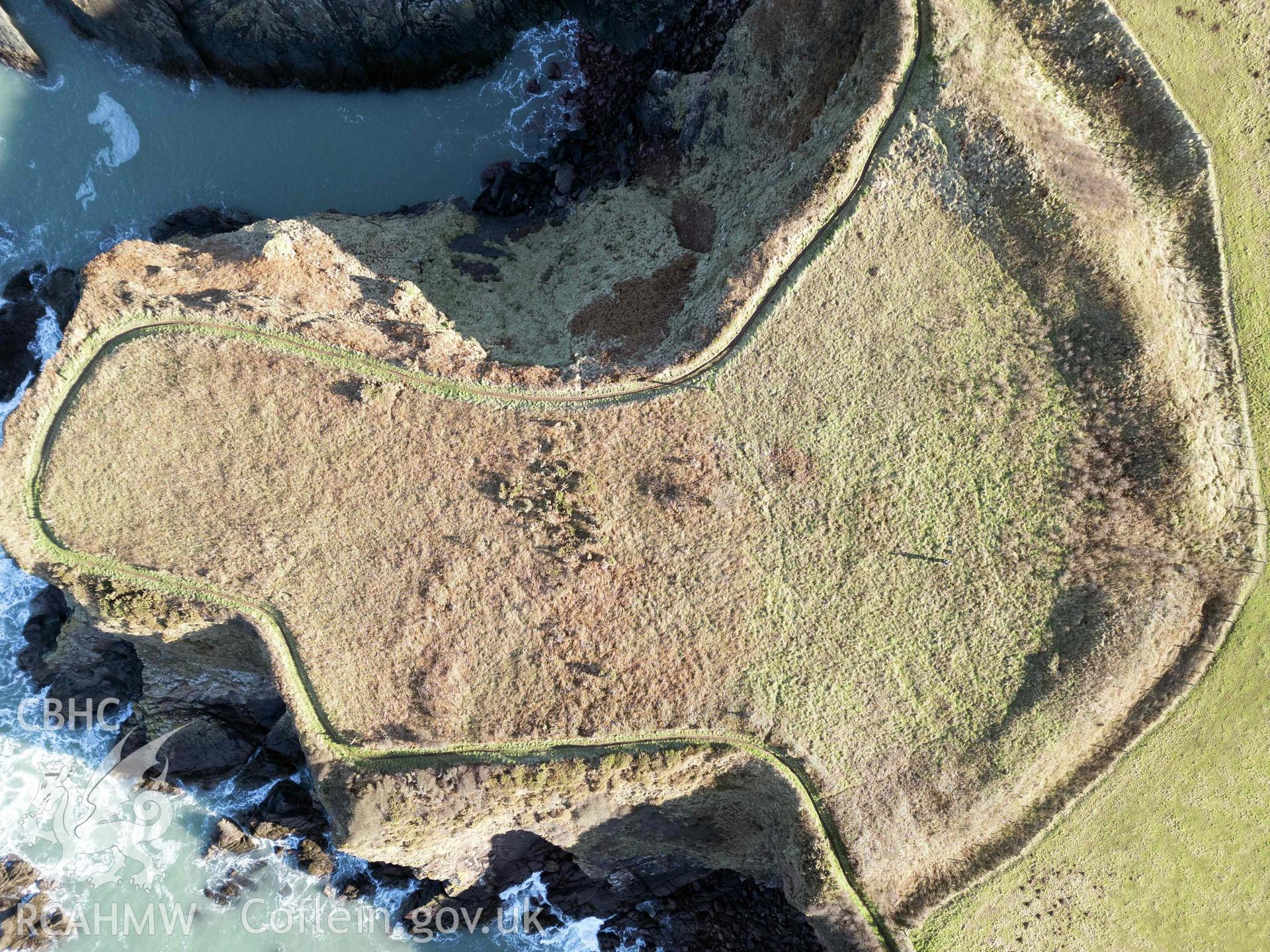 Mill Haven Rath; Mini 3 drone vertical photograph of promontory fort